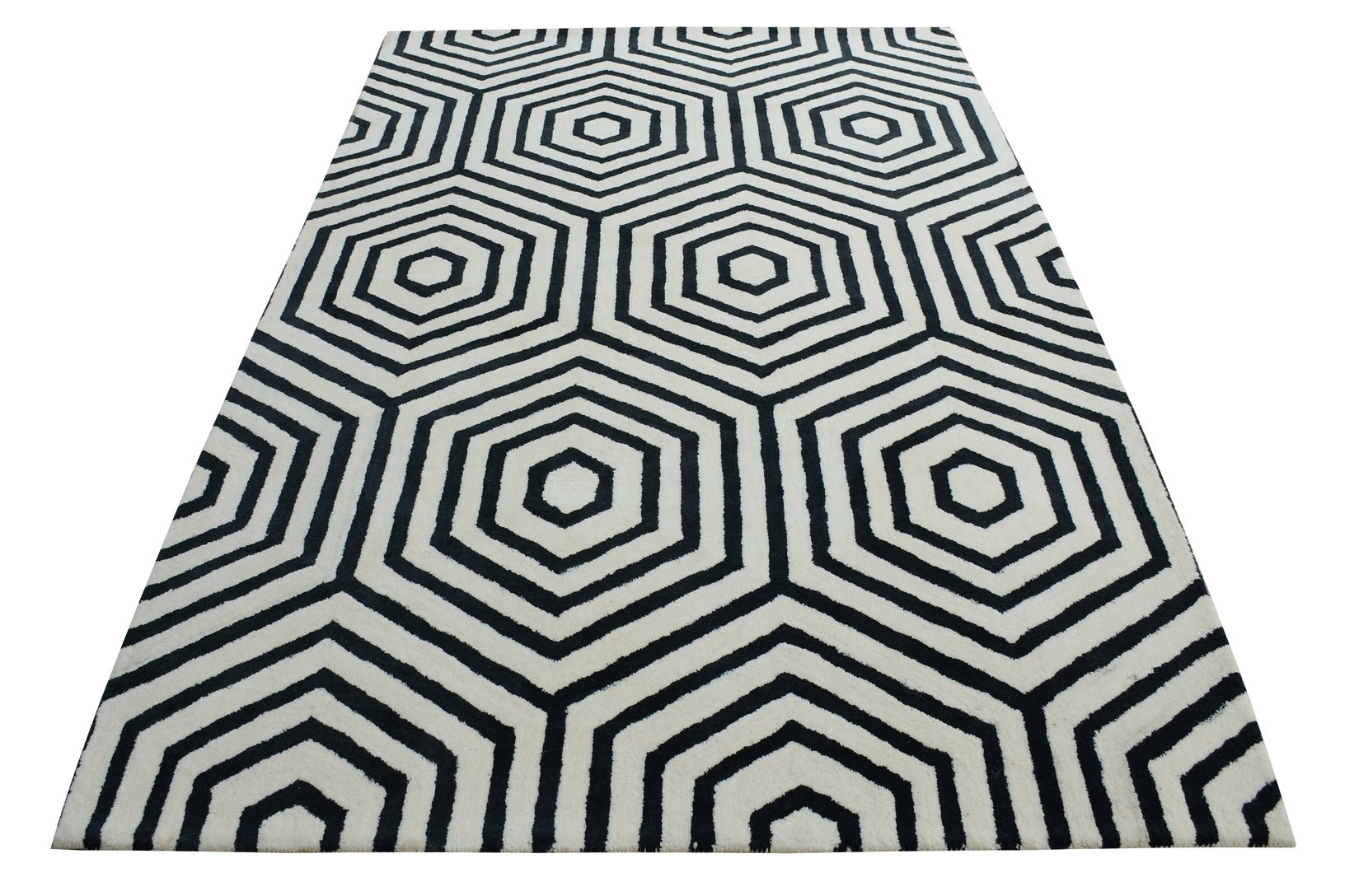 Nexus White Black Handmade Rugrugs