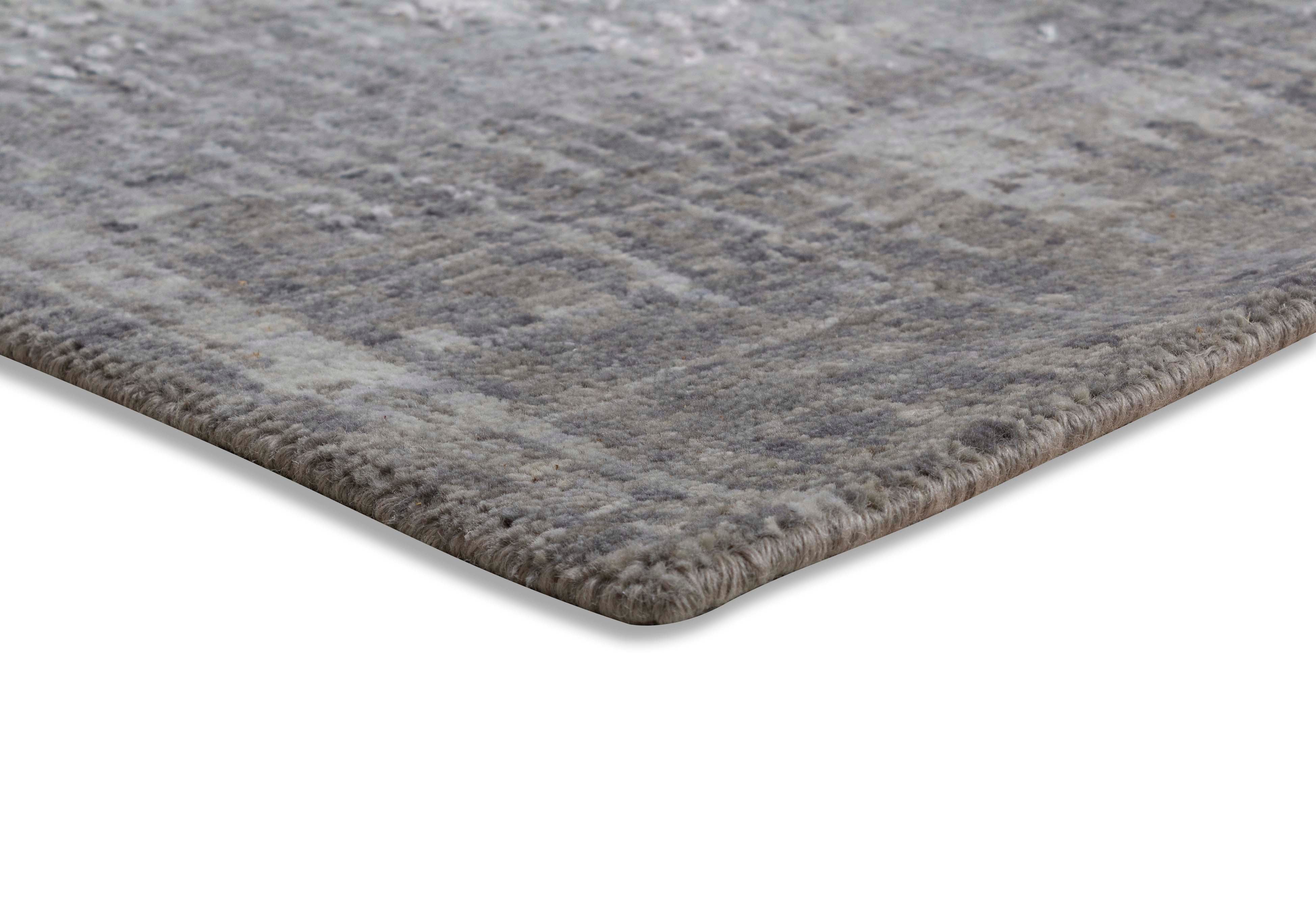 Thunderstorm Grey Wool Viscose Handknotted Rug - The Rugs Story