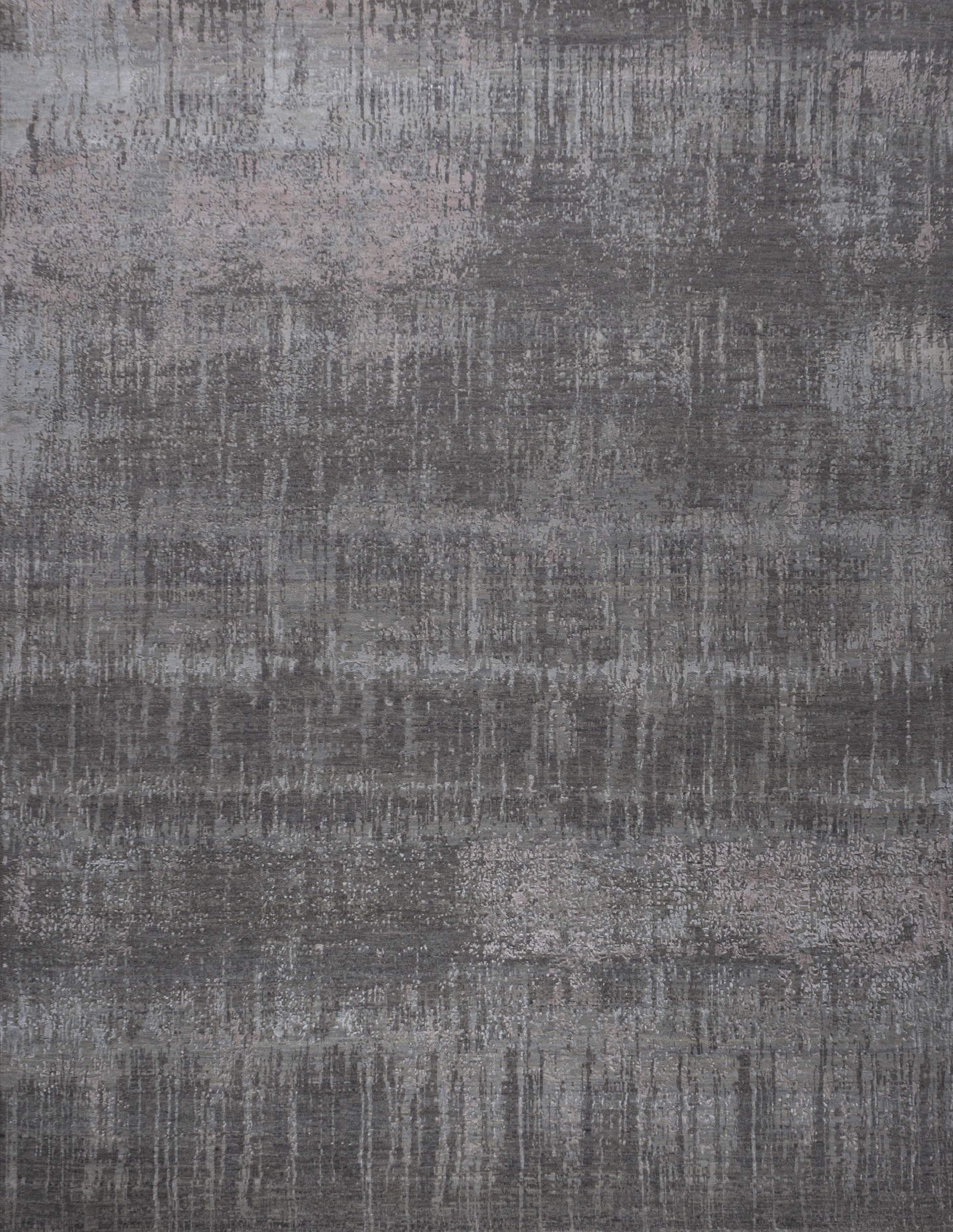 Thunderstorm Grey Wool Viscose Handknotted Rug - The Rugs Story