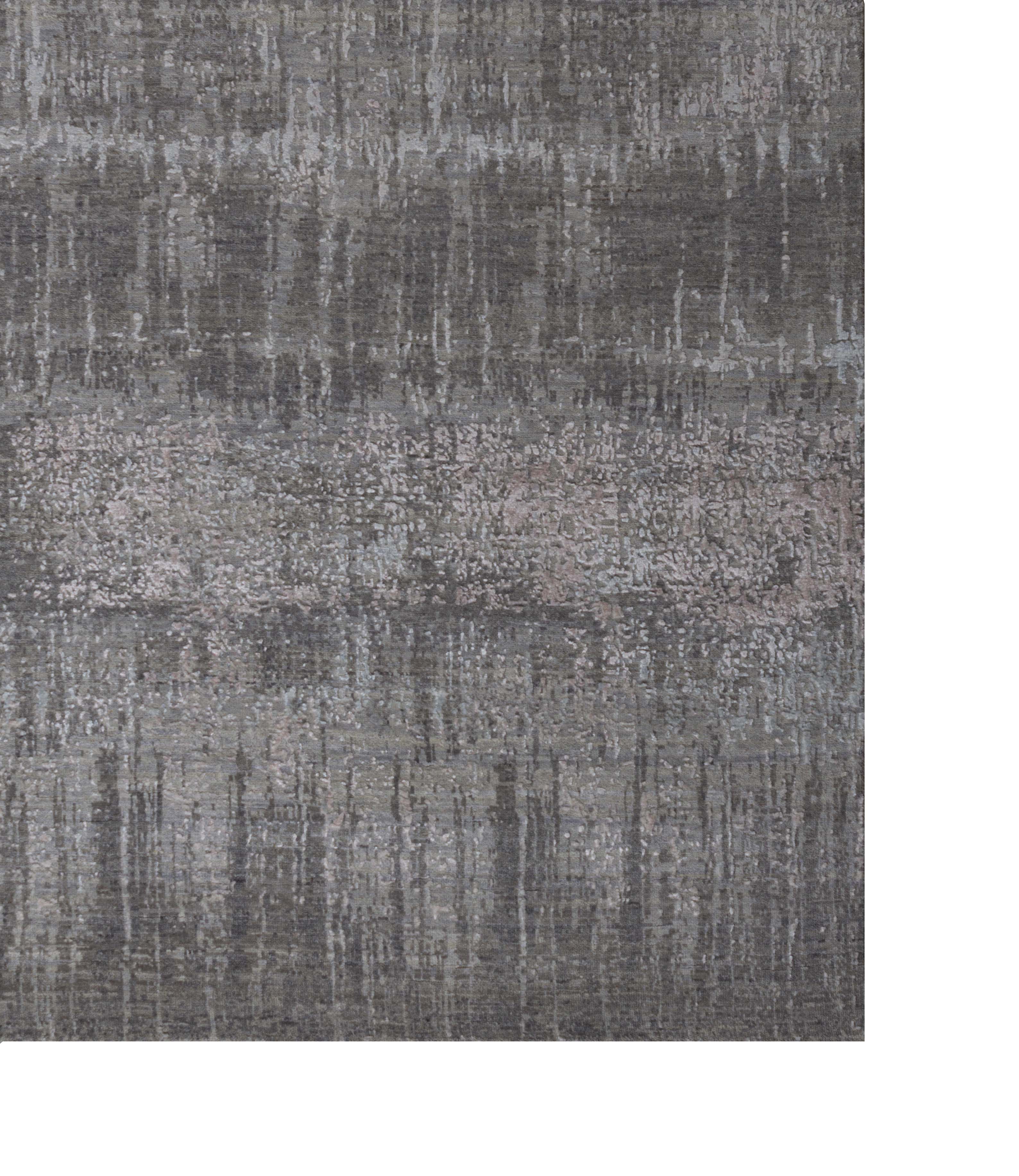 Thunderstorm Grey Wool Viscose Handknotted Rug - The Rugs Story