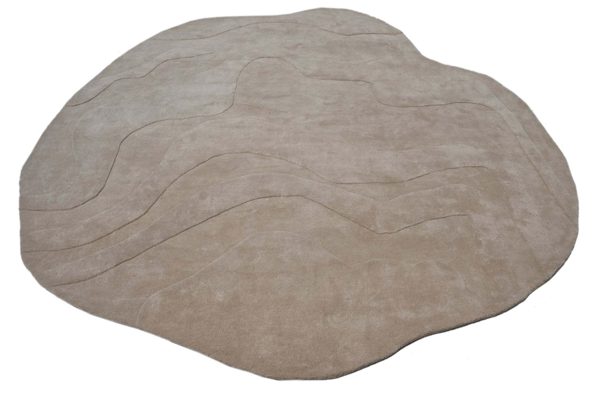 Terrain Round Beige Handmade Rug - The Rugs Story