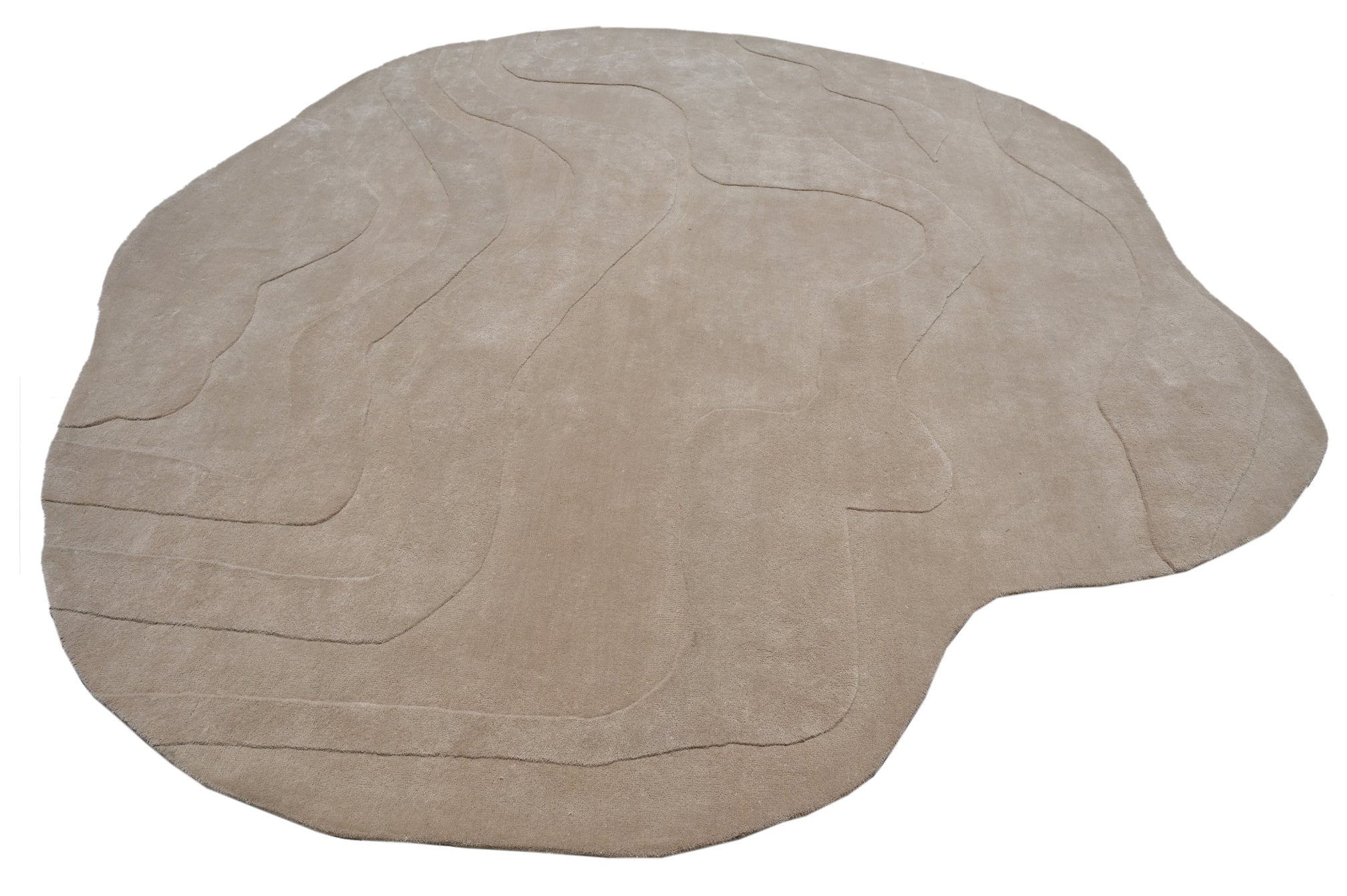 Terrain Round Beige Handmade Rug - The Rugs Story