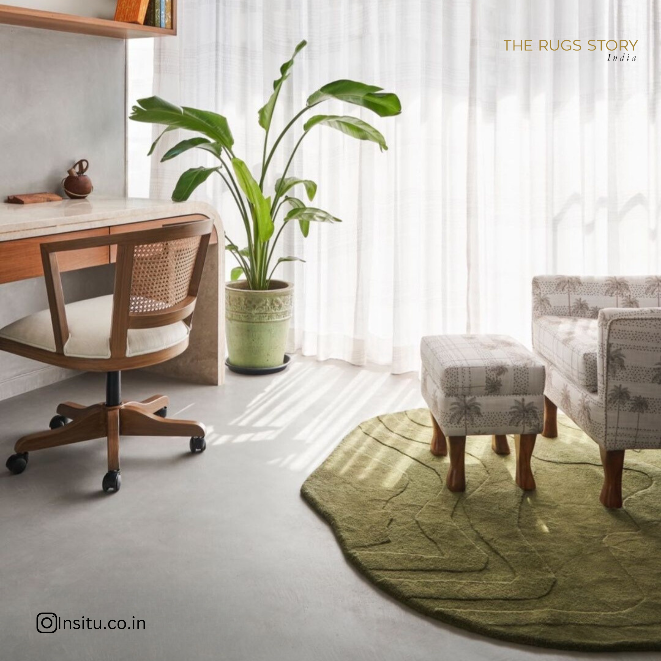 Terrain Round Green Handmade Rug - The Rugs Story