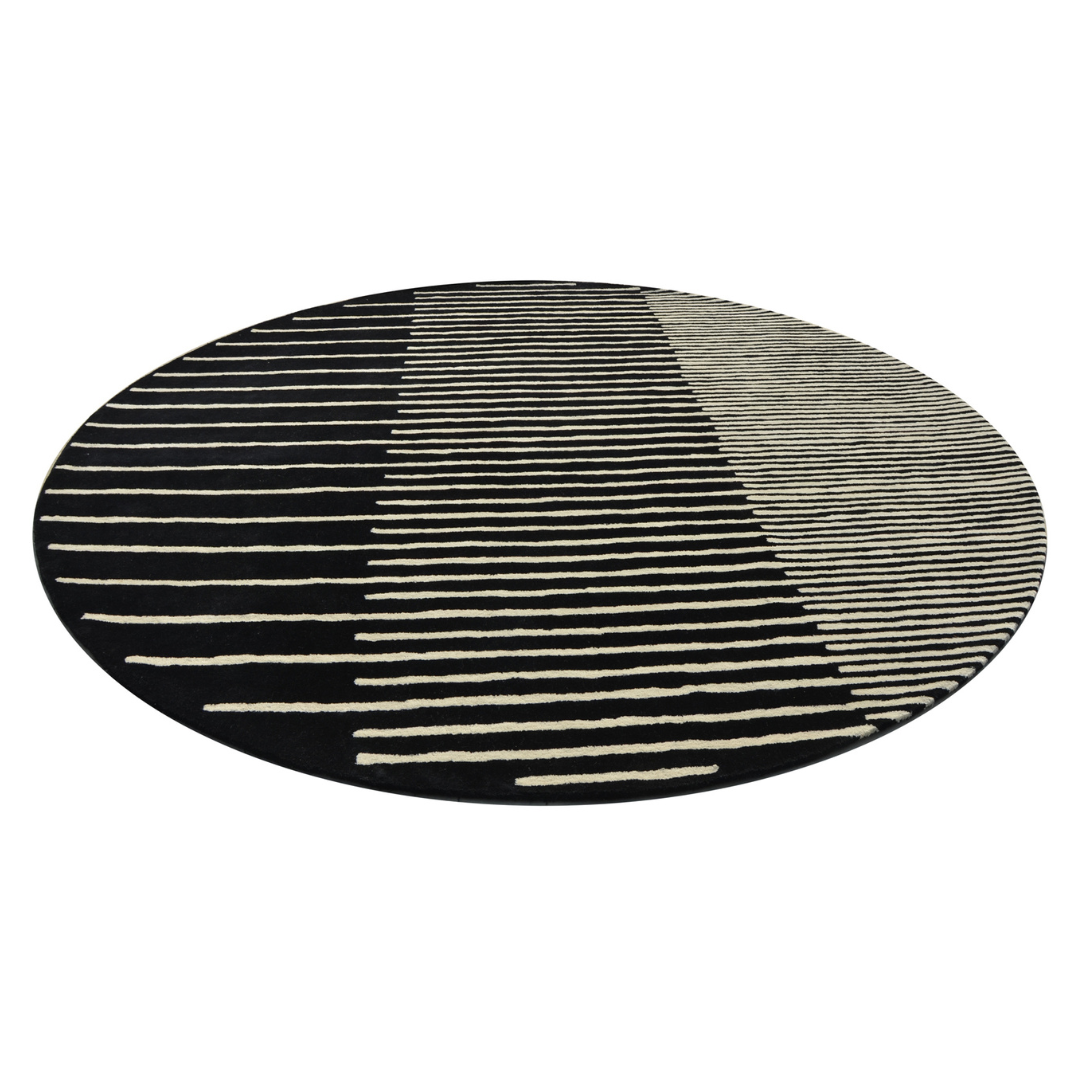 Zarina Round Black White Handmade Rug - The Rugs Story