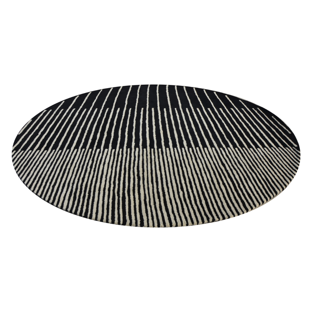 Zarina Round Black White Handmade Rug - The Rugs Story