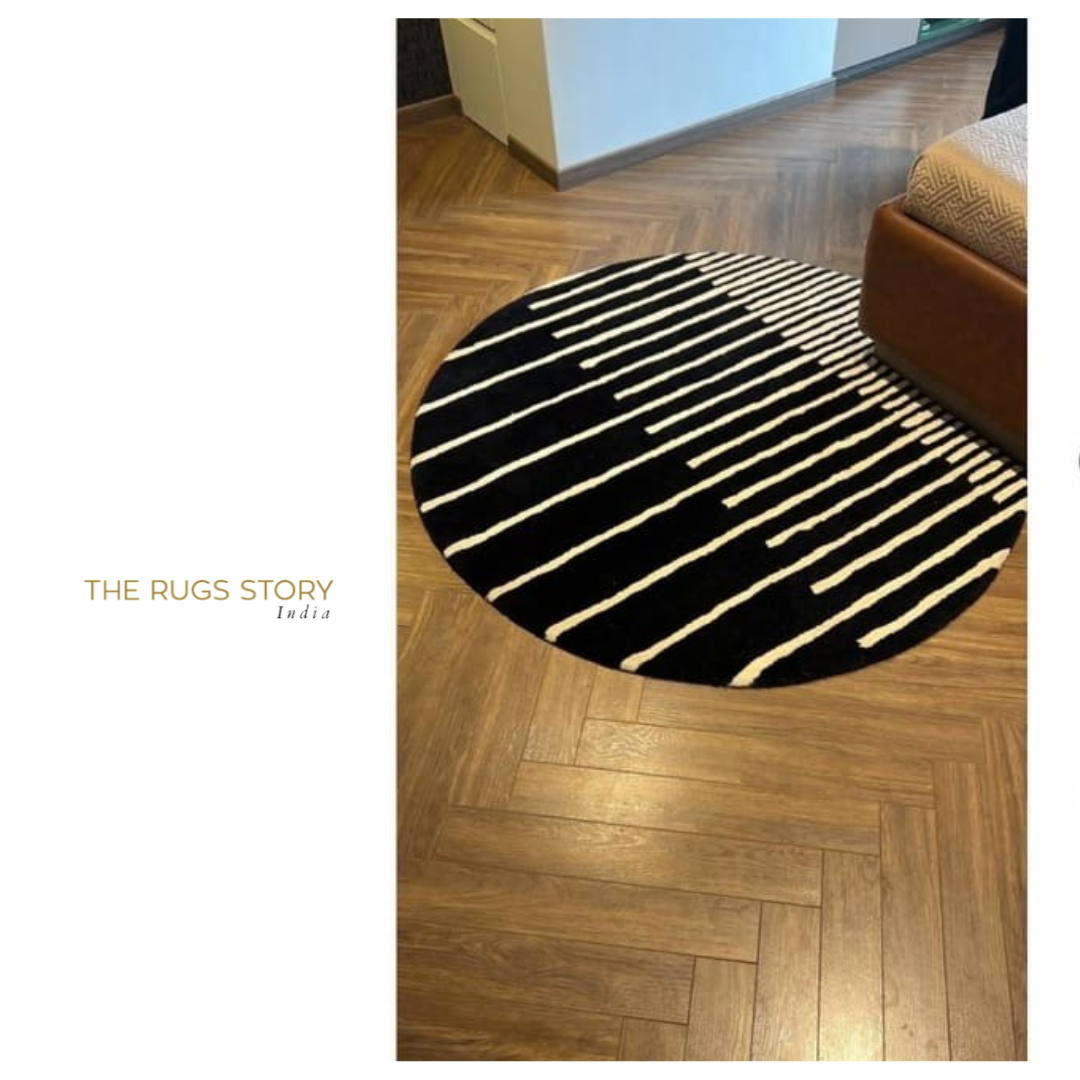 Zarina Round Black White Handmade Rug - The Rugs Story