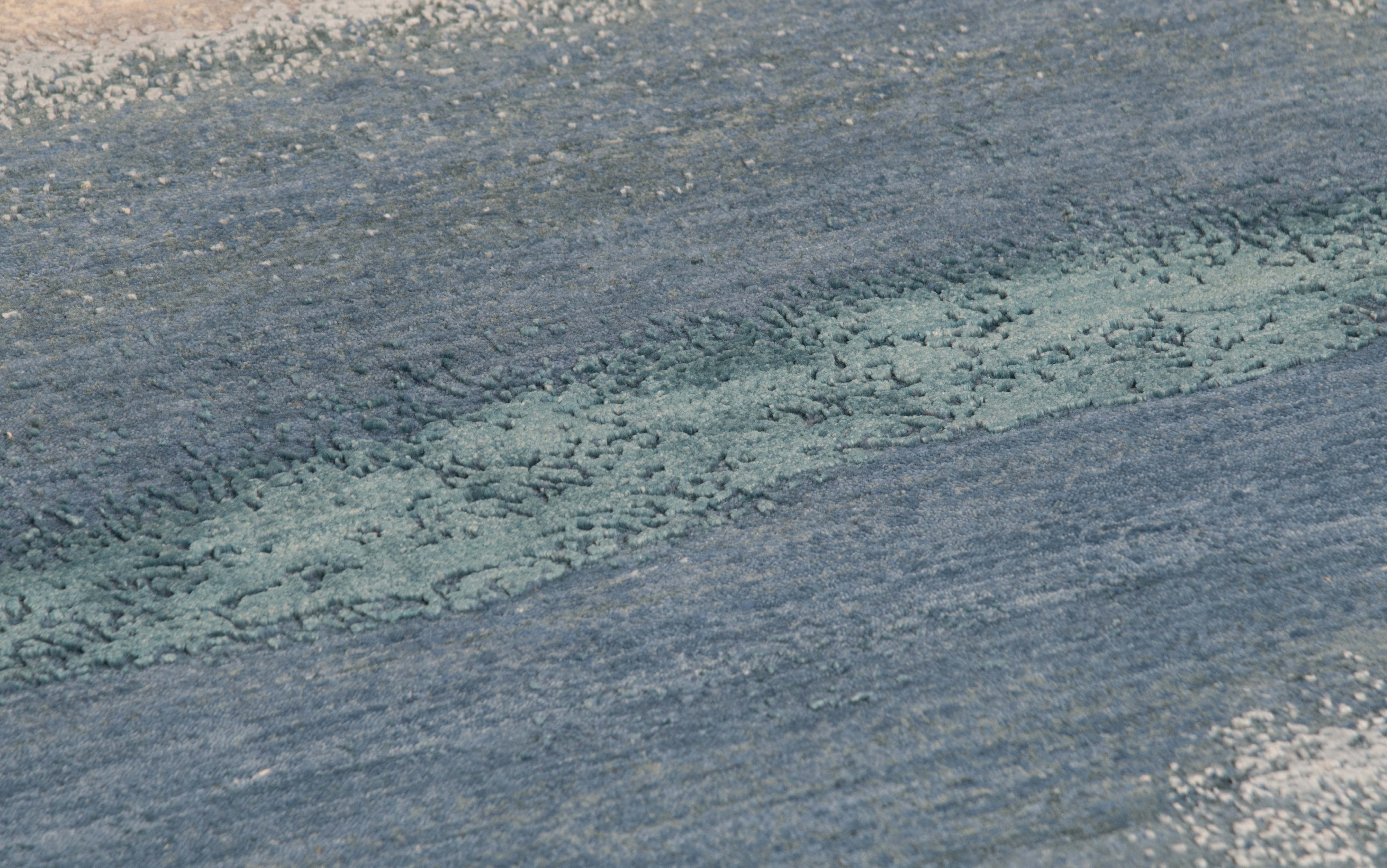 Azure Wool Viscose Handknotted Rug - The Rugs Story
