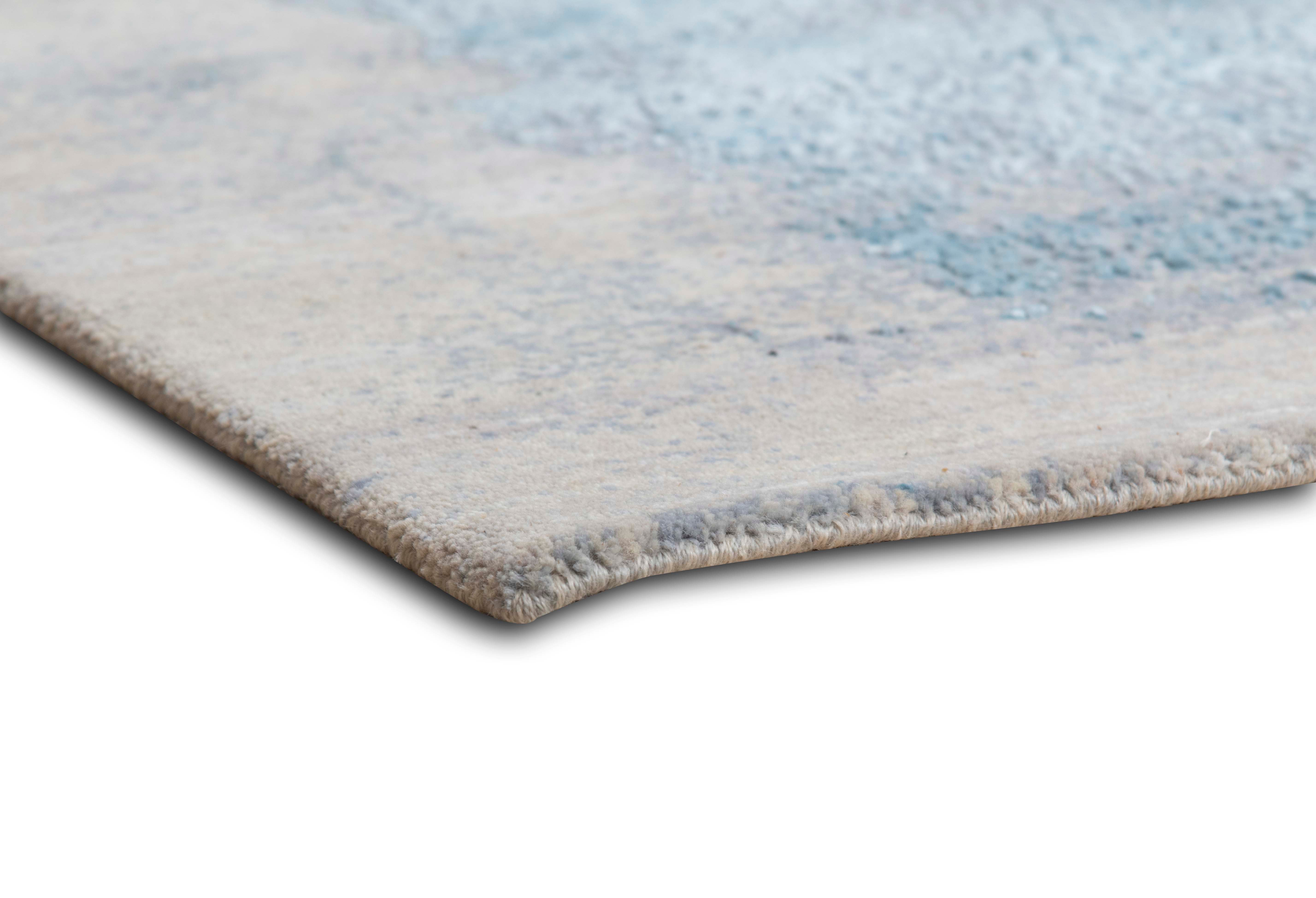 Azure Wool Viscose Handknotted Rug - The Rugs Story
