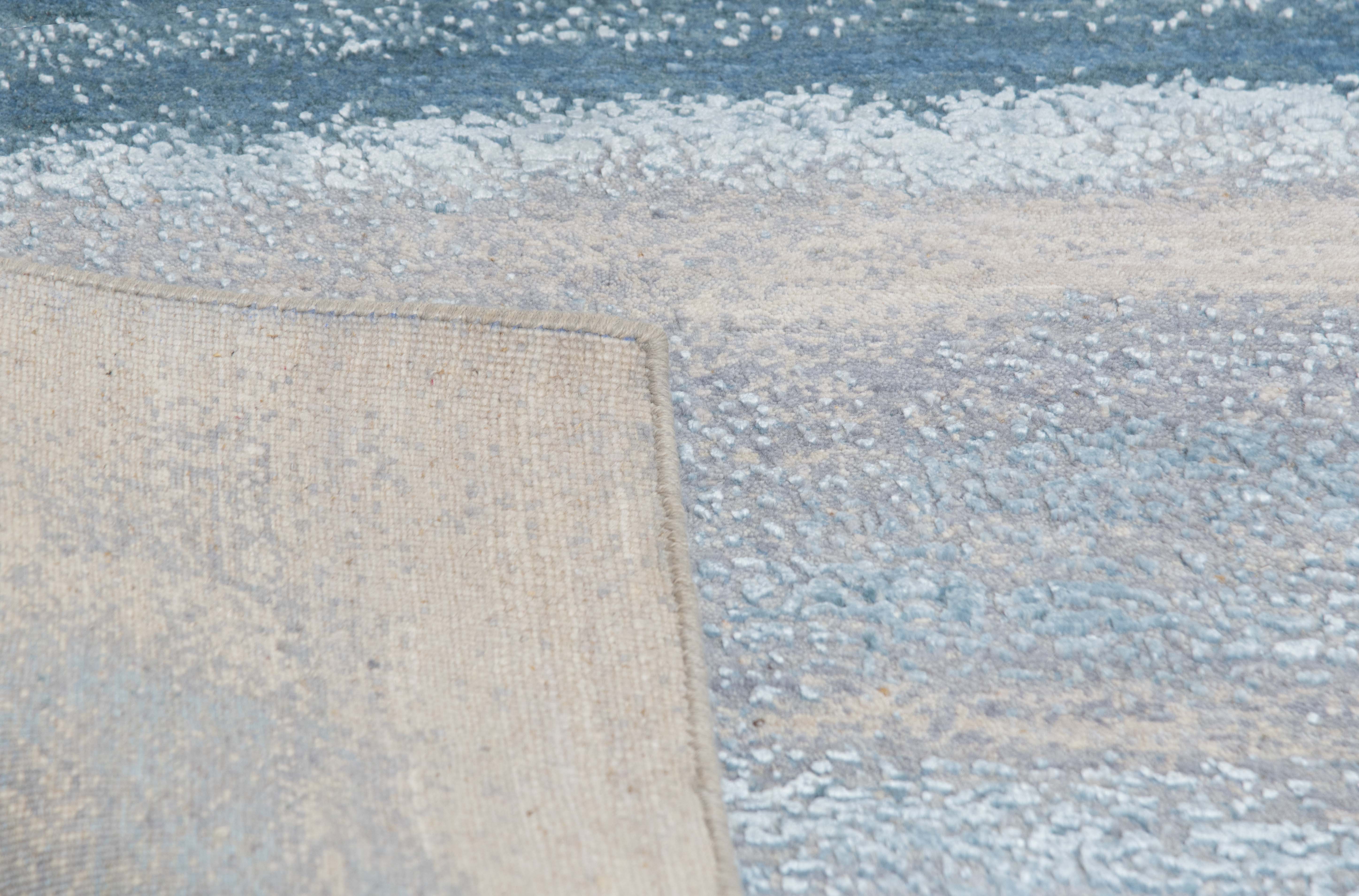 Azure Wool Viscose Handknotted Rug - The Rugs Story