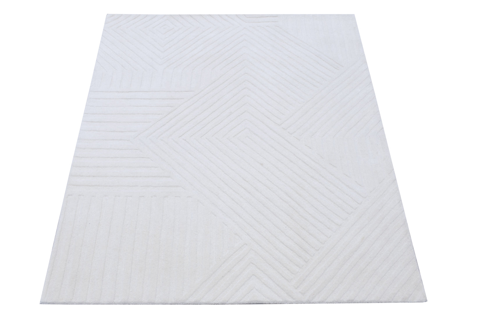 Embossed White Wool Handmade Rug - The Rugs Story