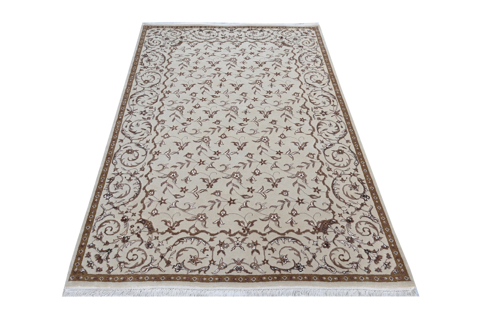Floral Beige HandKnotted Rug - The Rugs Story