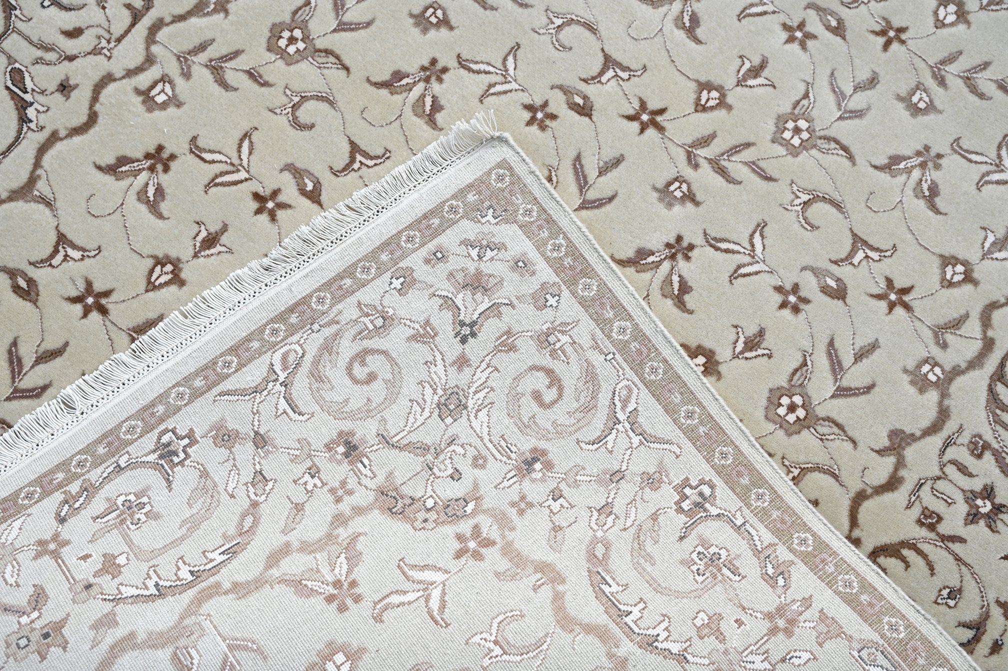 Floral Beige HandKnotted Rug - The Rugs Story