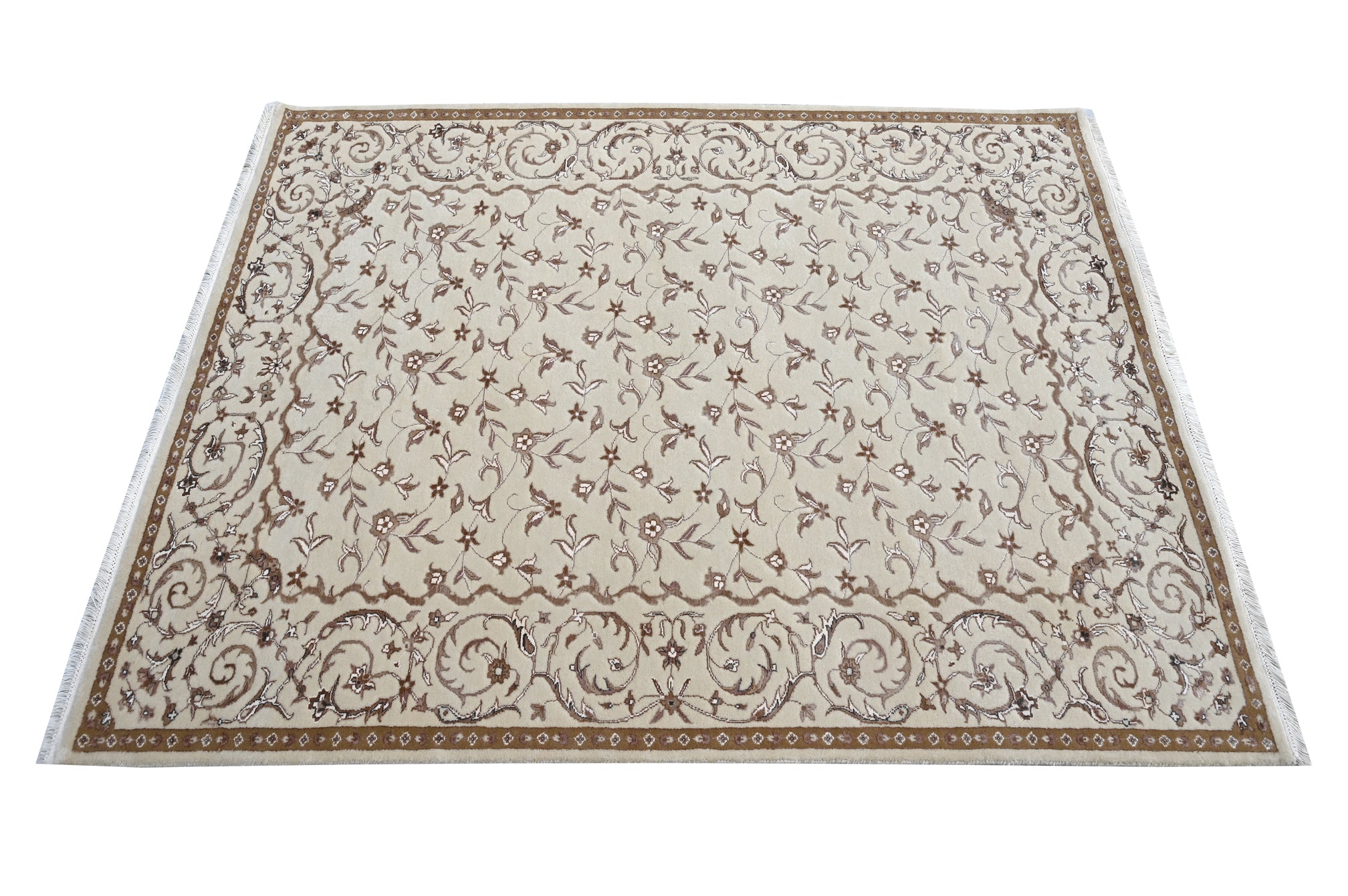 Floral Beige HandKnotted Rug - The Rugs Story
