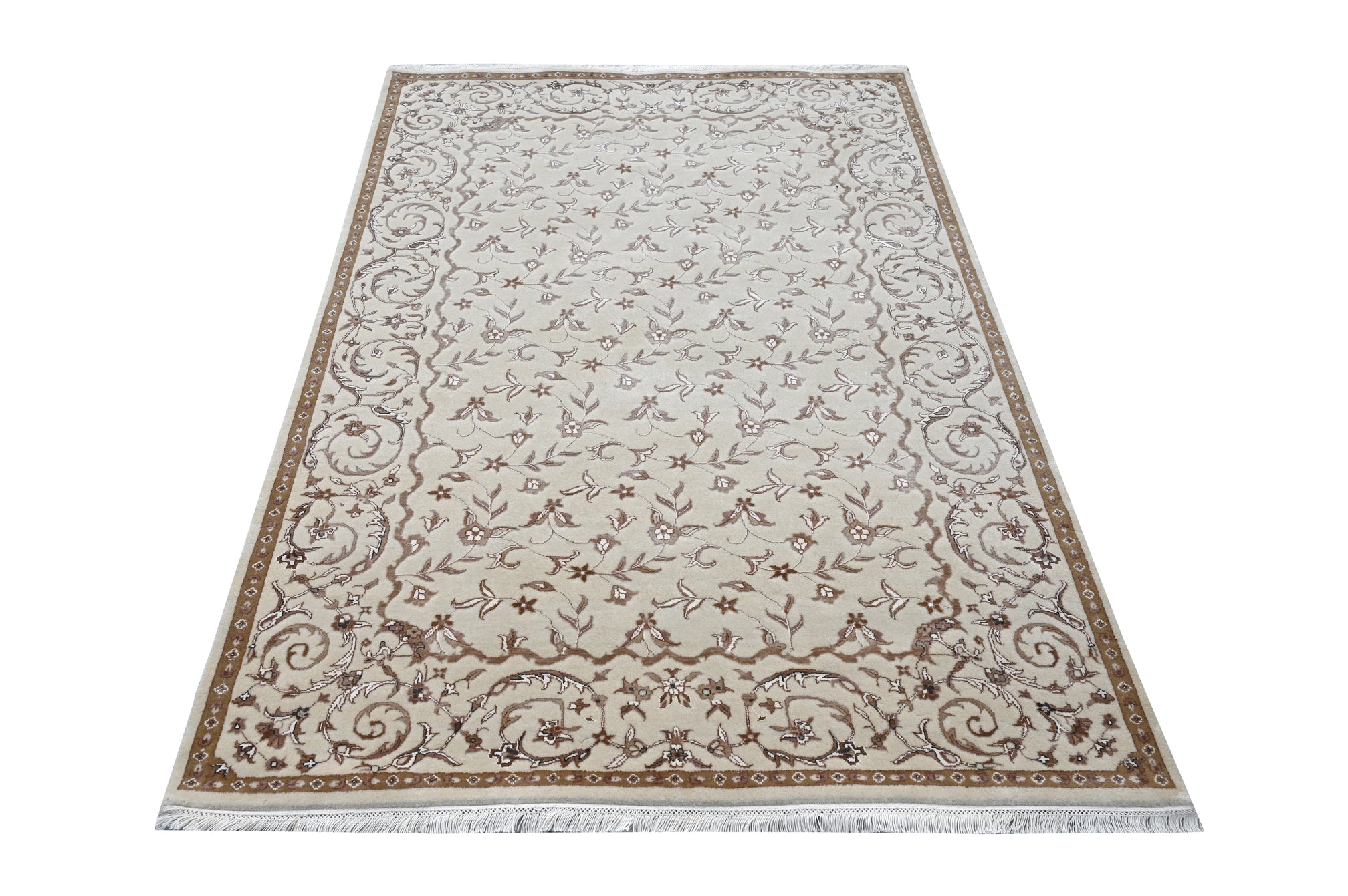 Floral Beige HandKnotted Rug - The Rugs Story