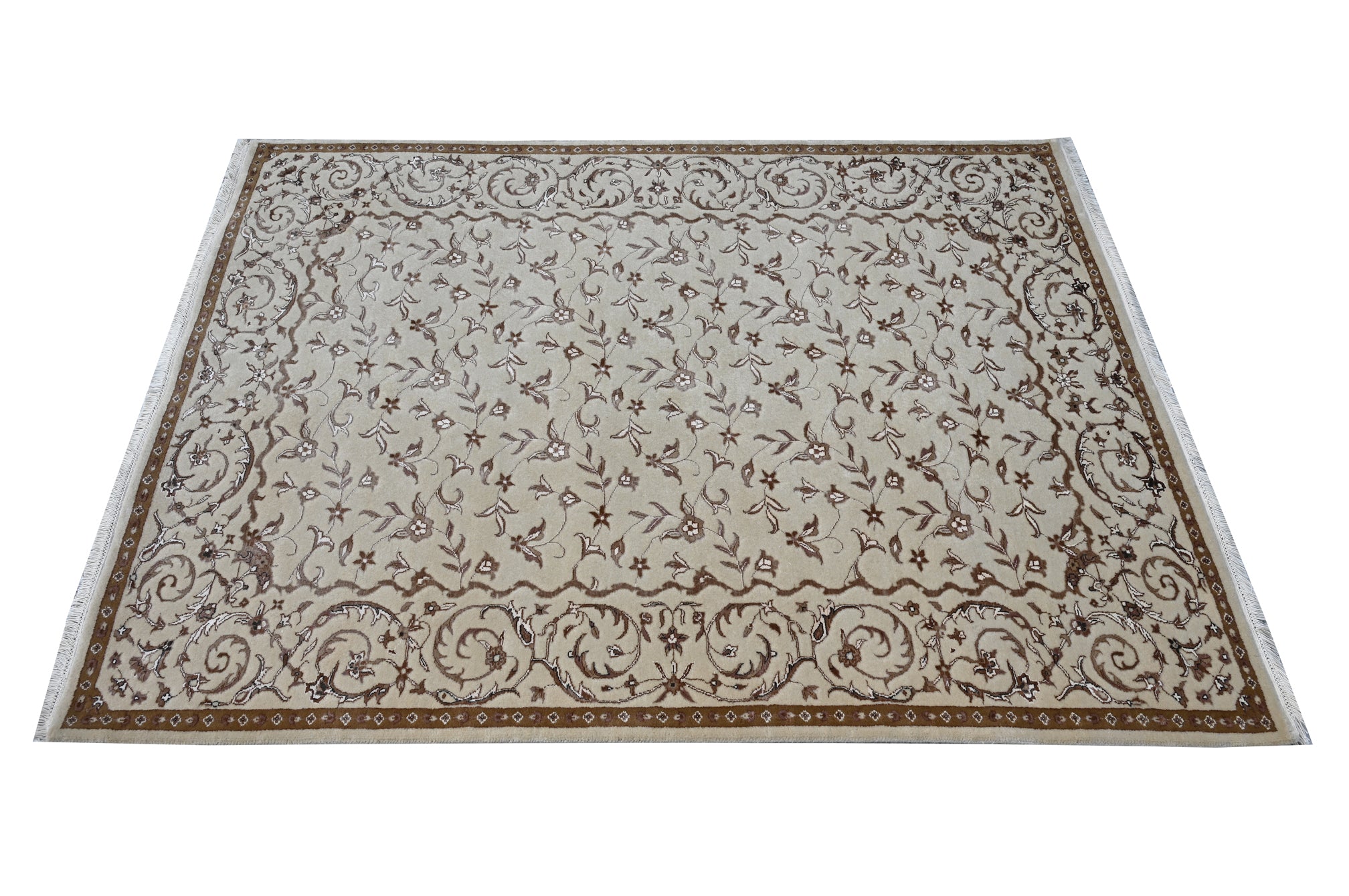 Floral Beige HandKnotted Rug - The Rugs Story