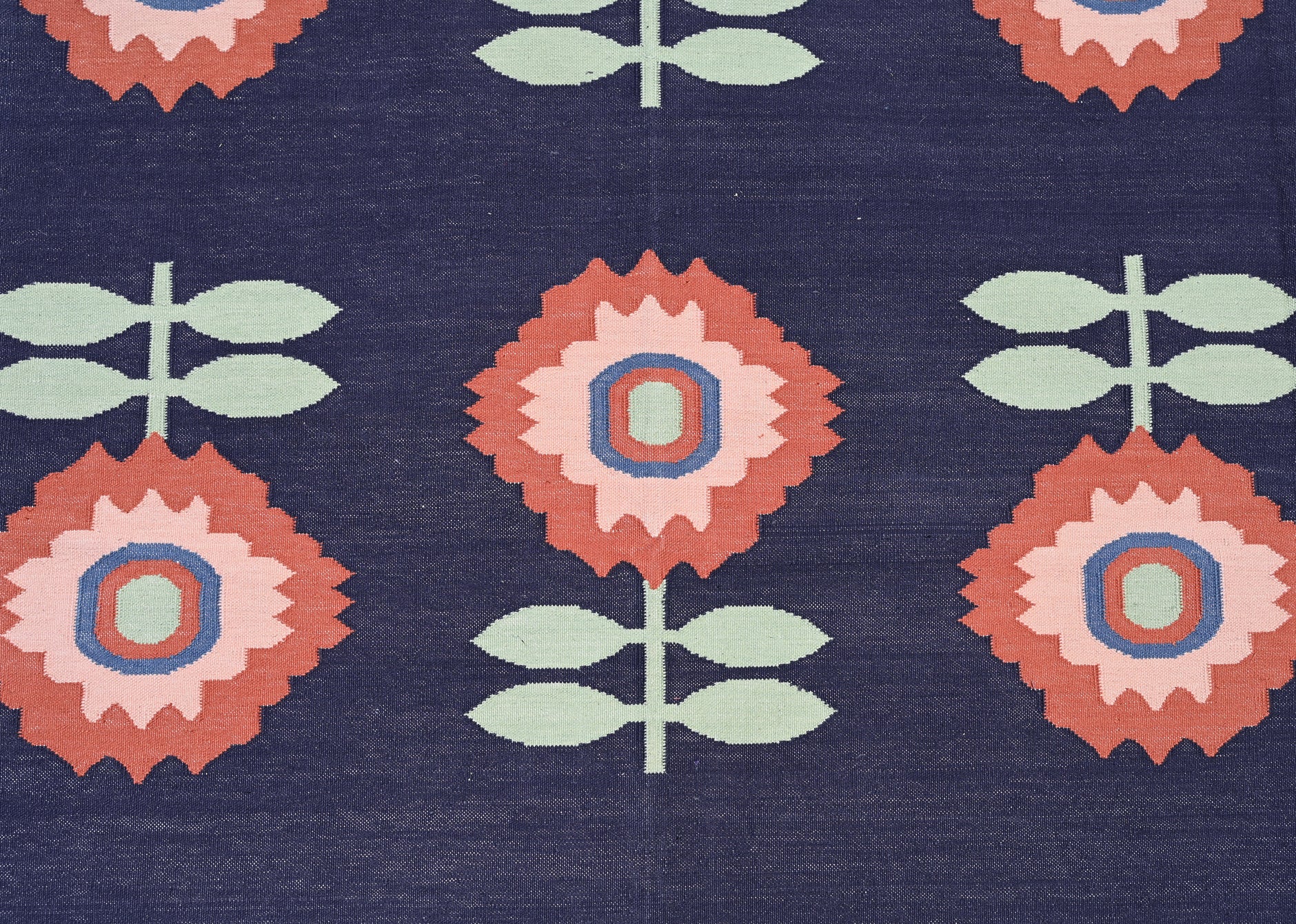 Floral Cotton Handwoven Dhurrie - The Rugs Story