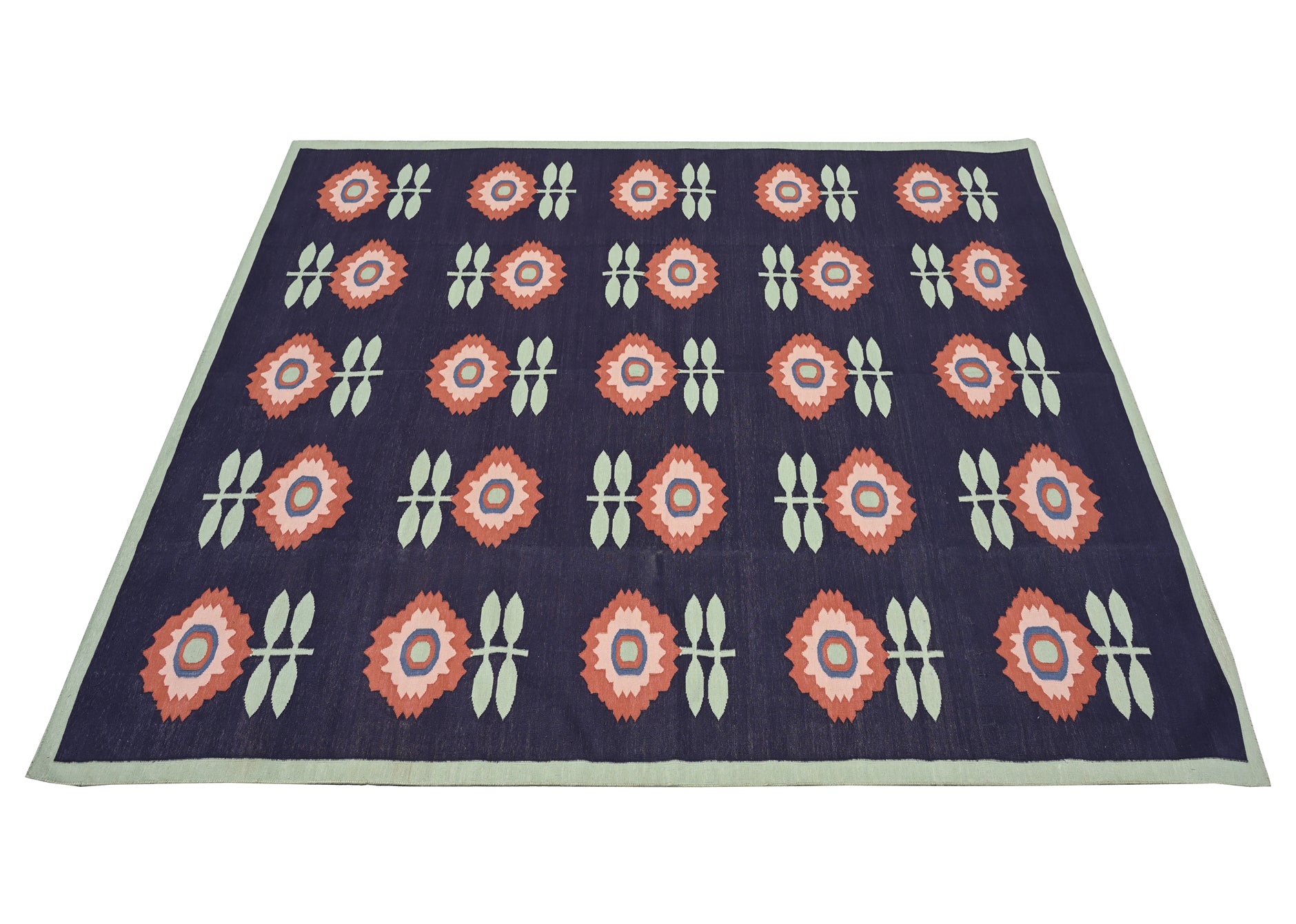Floral Cotton Handwoven Dhurrie - The Rugs Story