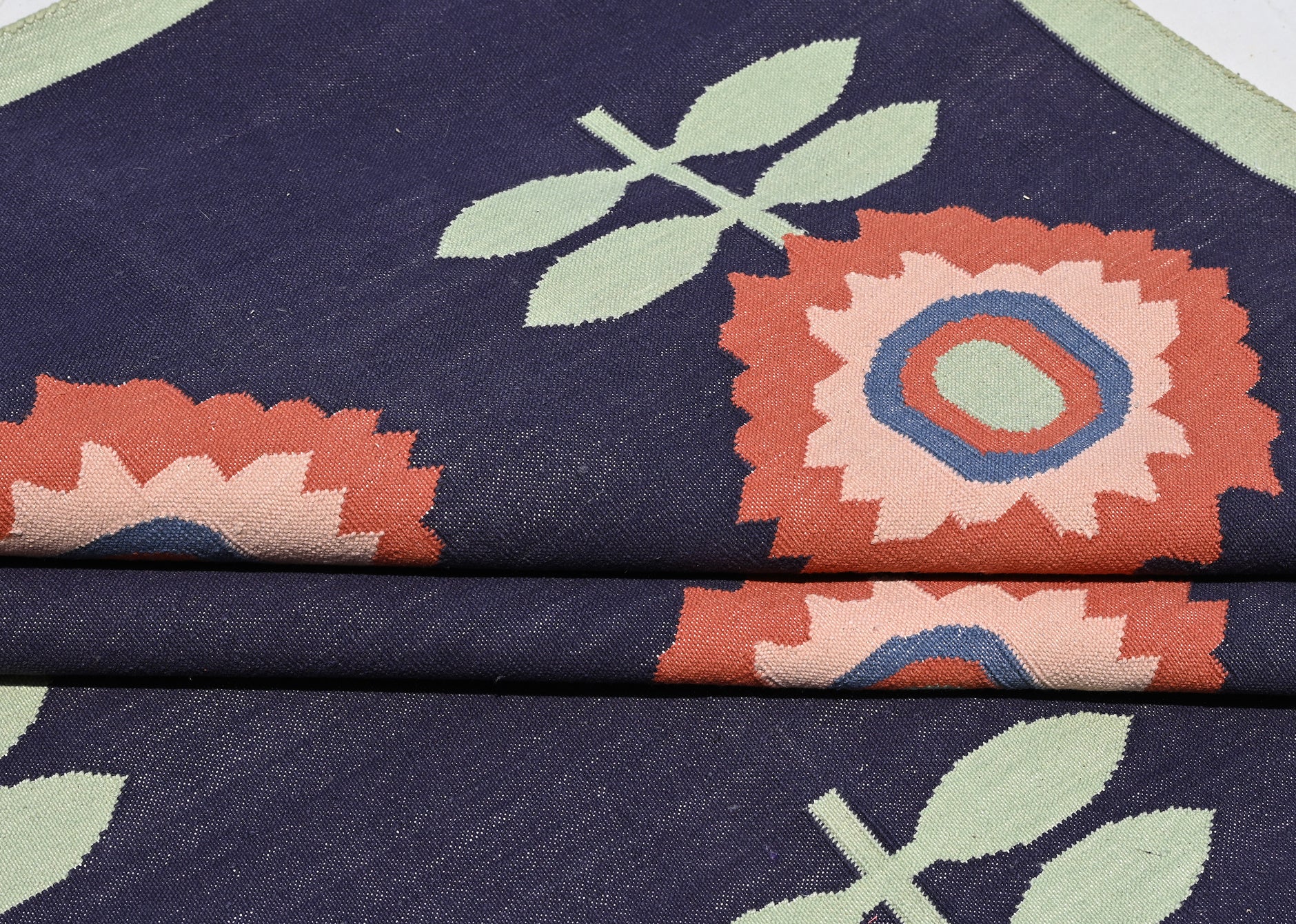 Floral Cotton Handwoven Dhurrie - The Rugs Story