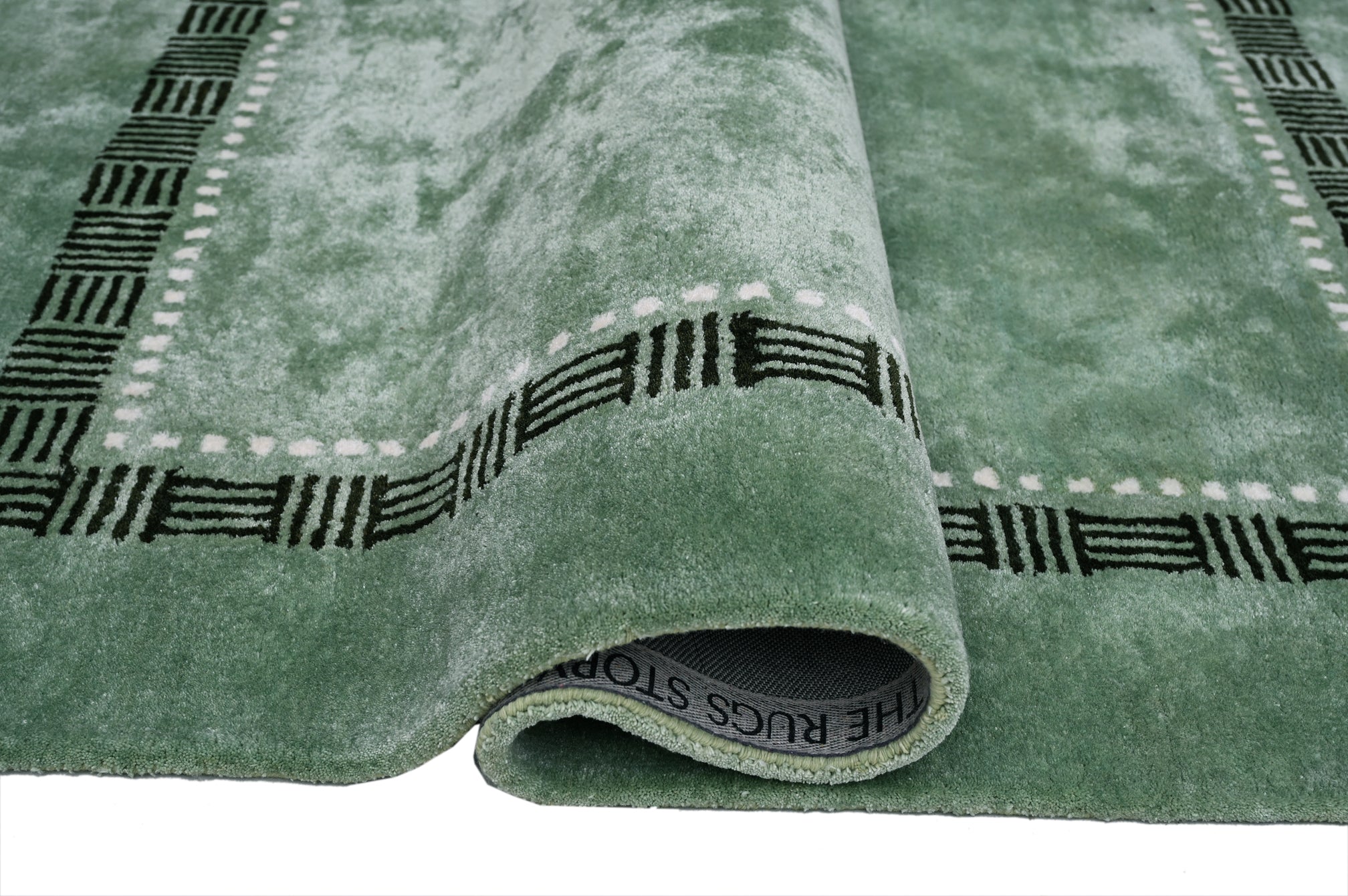 Green Modern Handmade Rug - The Rugs Story