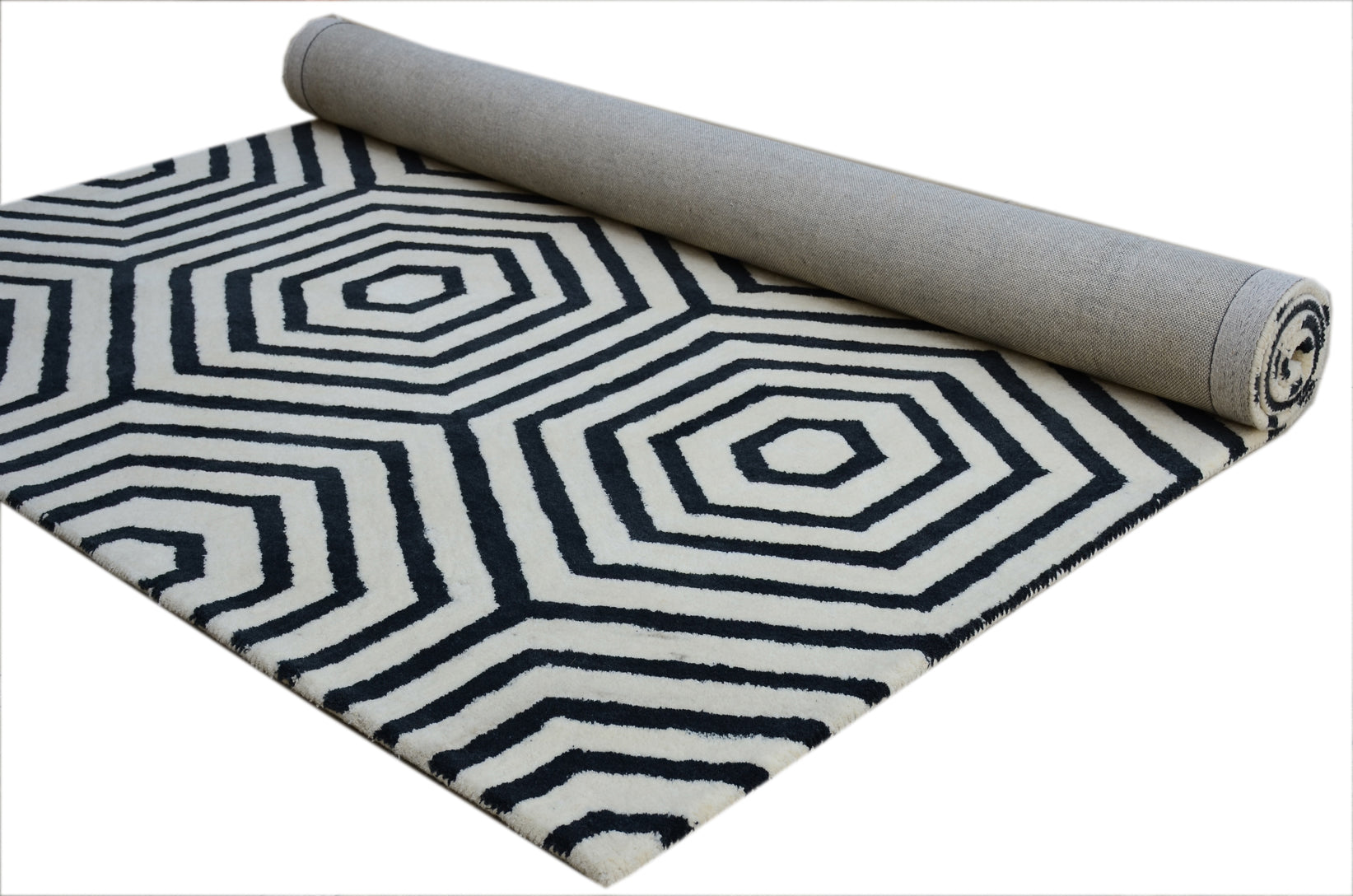 Nexus White Black Handmade Rug - The Rugs Story