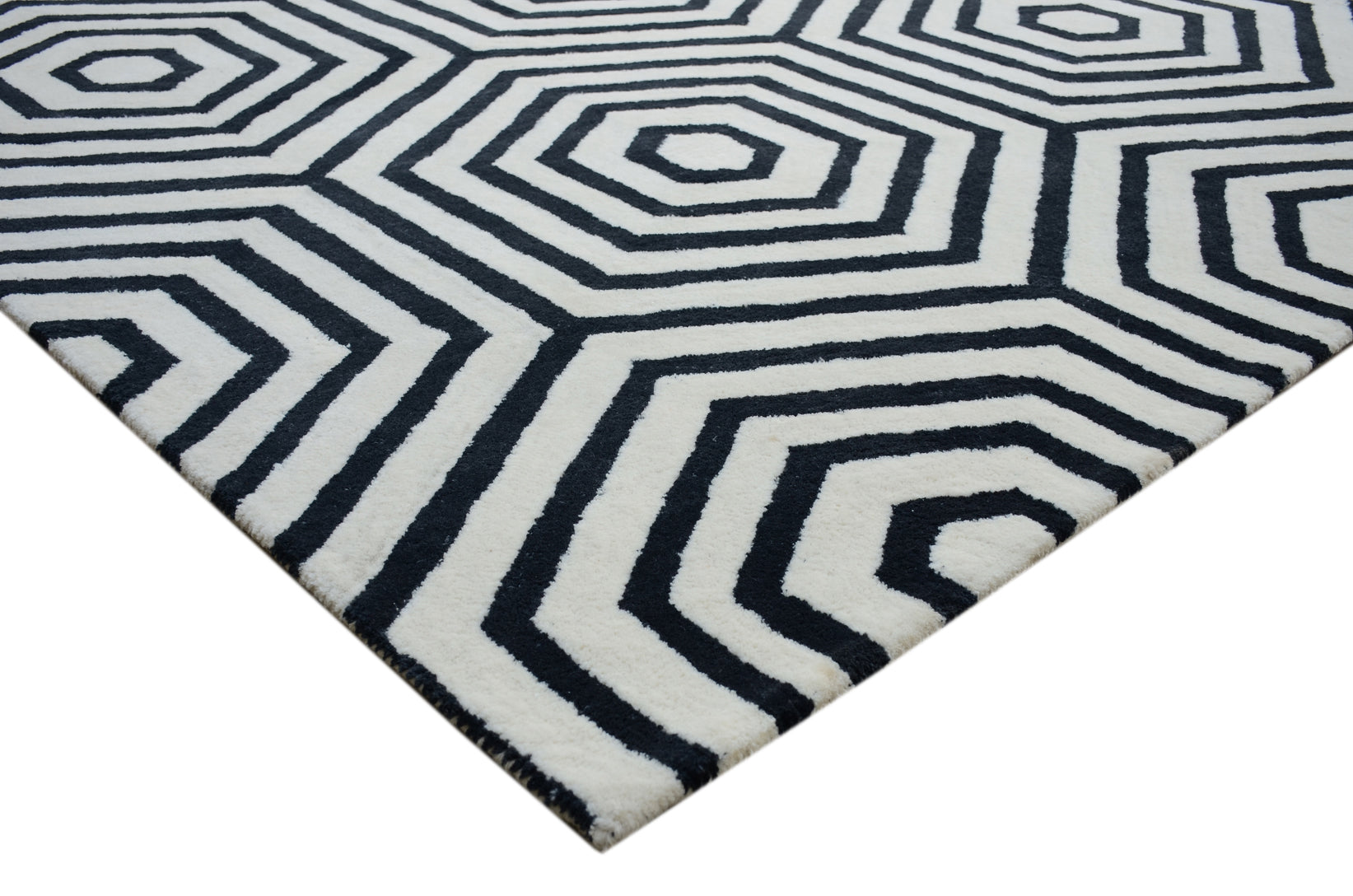 Nexus White Black Handmade Rug - The Rugs Story