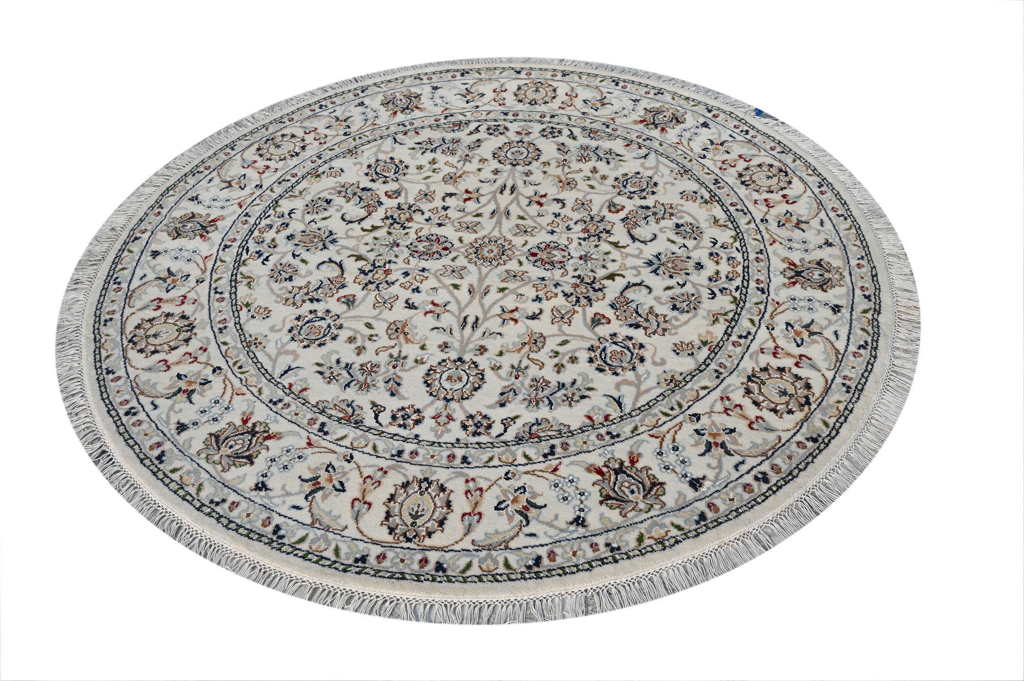Nain Round 02 White HandKnotted Rug - The Revival Project - The Rugs Story