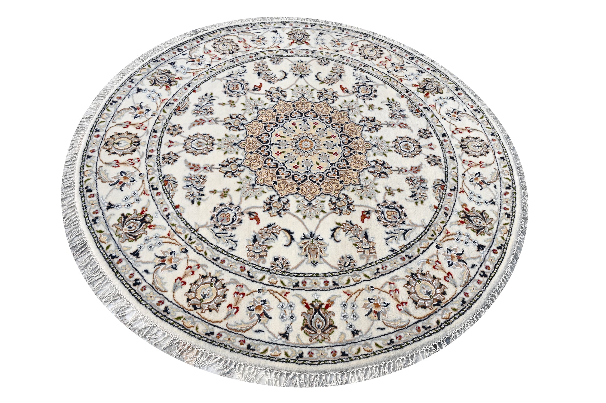 Nain Round White HandKnotted Rug - The Revival Project - The Rugs Story