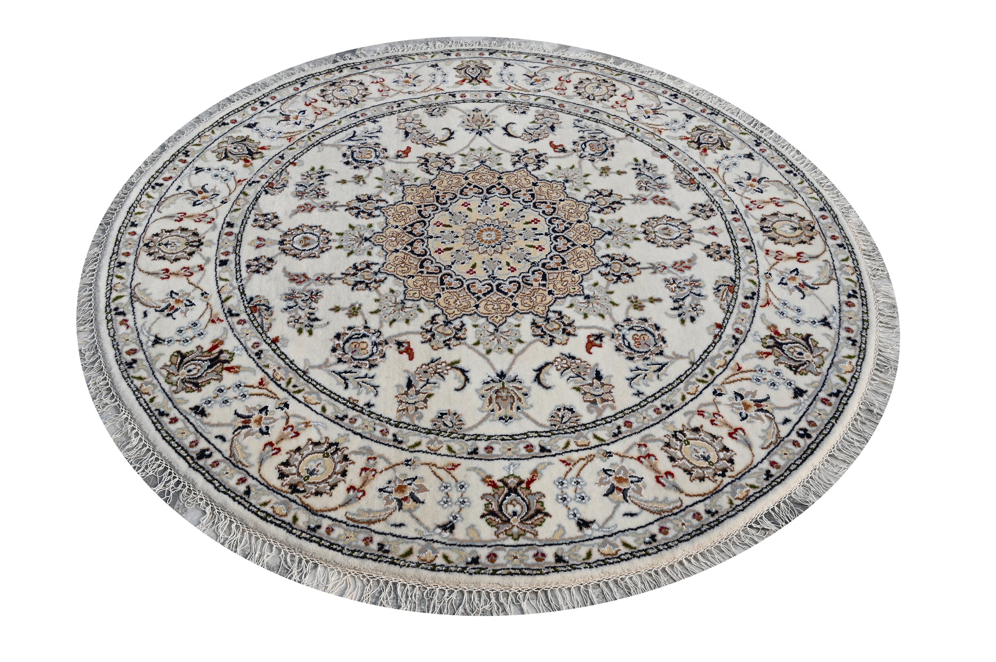 Nain Round White HandKnotted Rug - The Revival Project - The Rugs Story