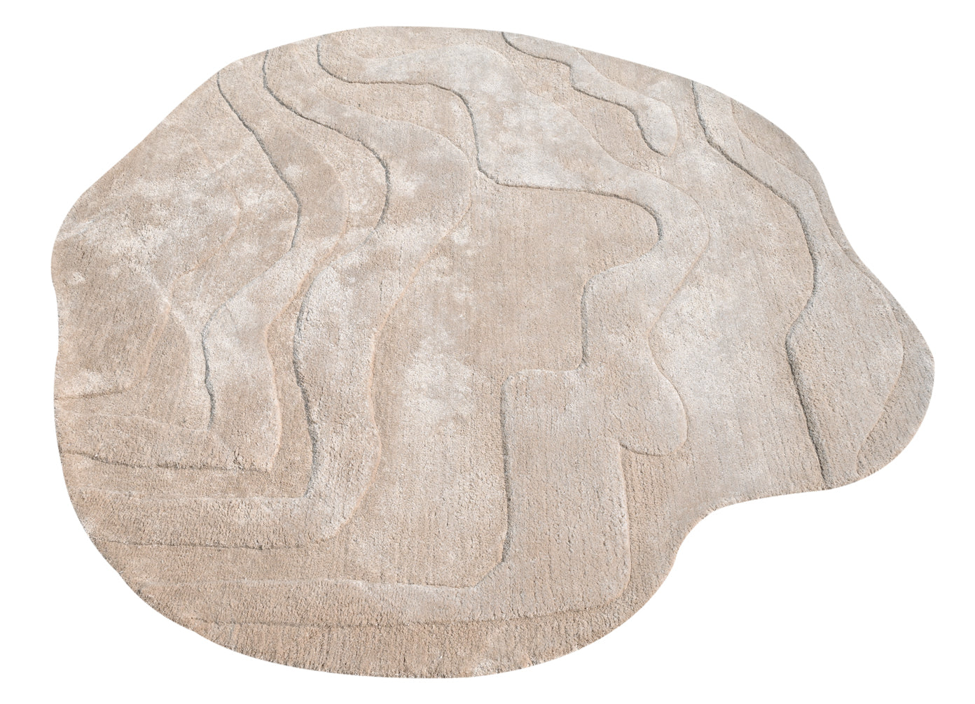 Terrain Round Beige Viscose Handmade Rug - The Rugs Story