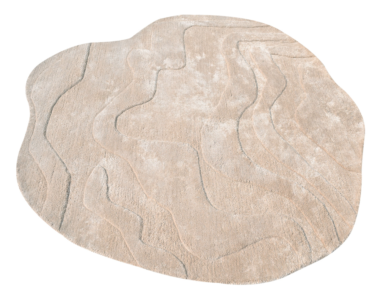 Terrain Round Beige Viscose Handmade Rug - The Rugs Story