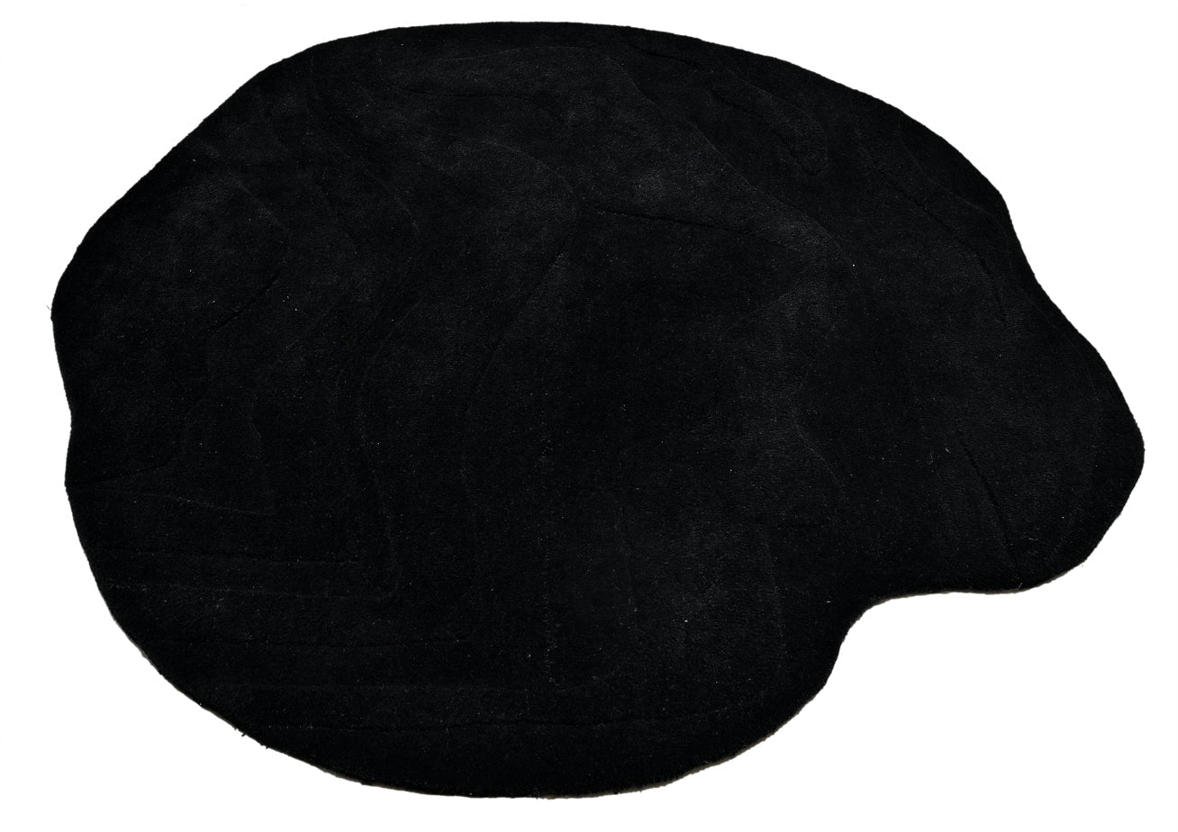 Terrain Round Black Handmade Rug - The Rugs Story