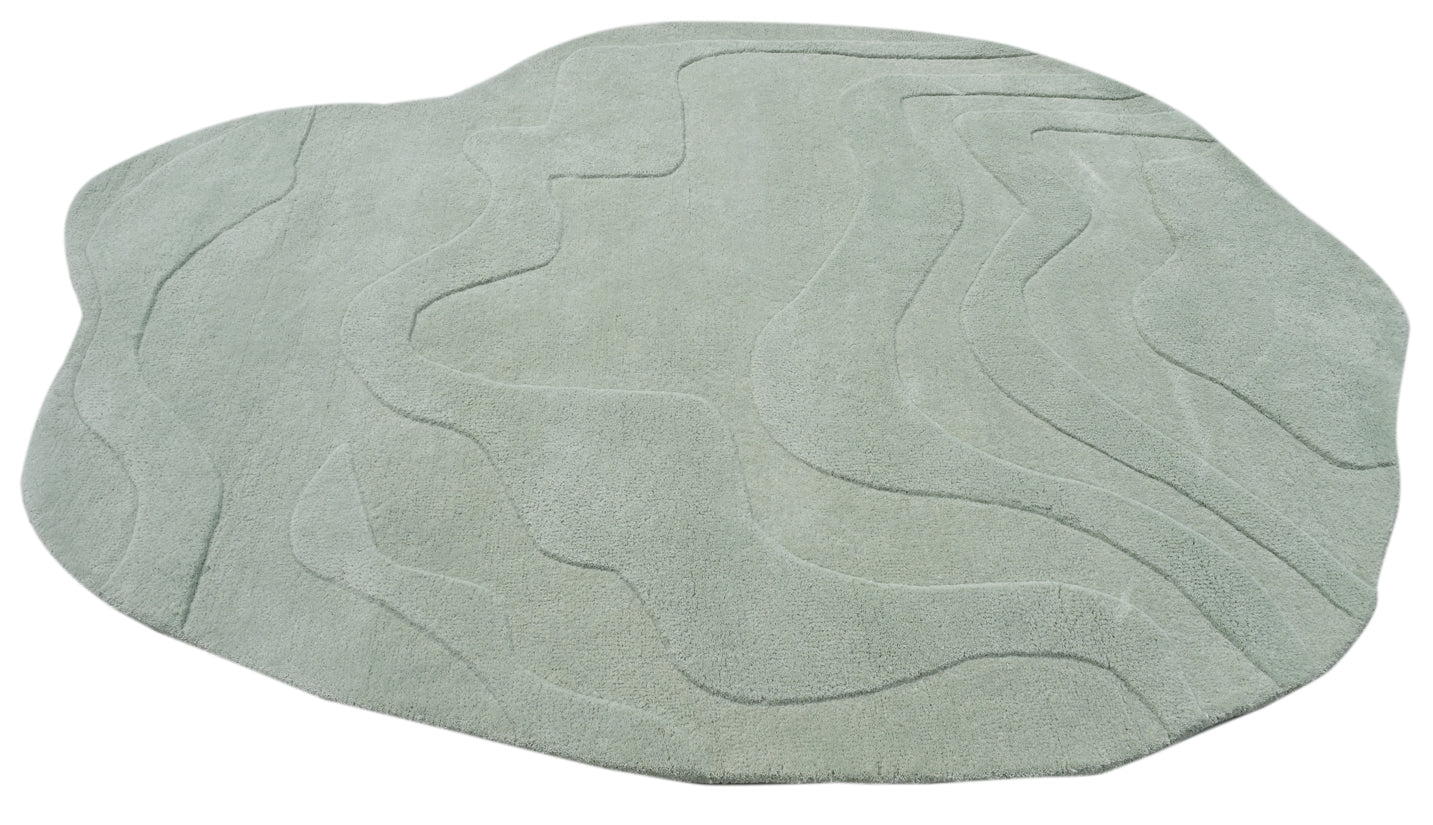 Terrain Light Green Handmade Rug - The Rugs Story
