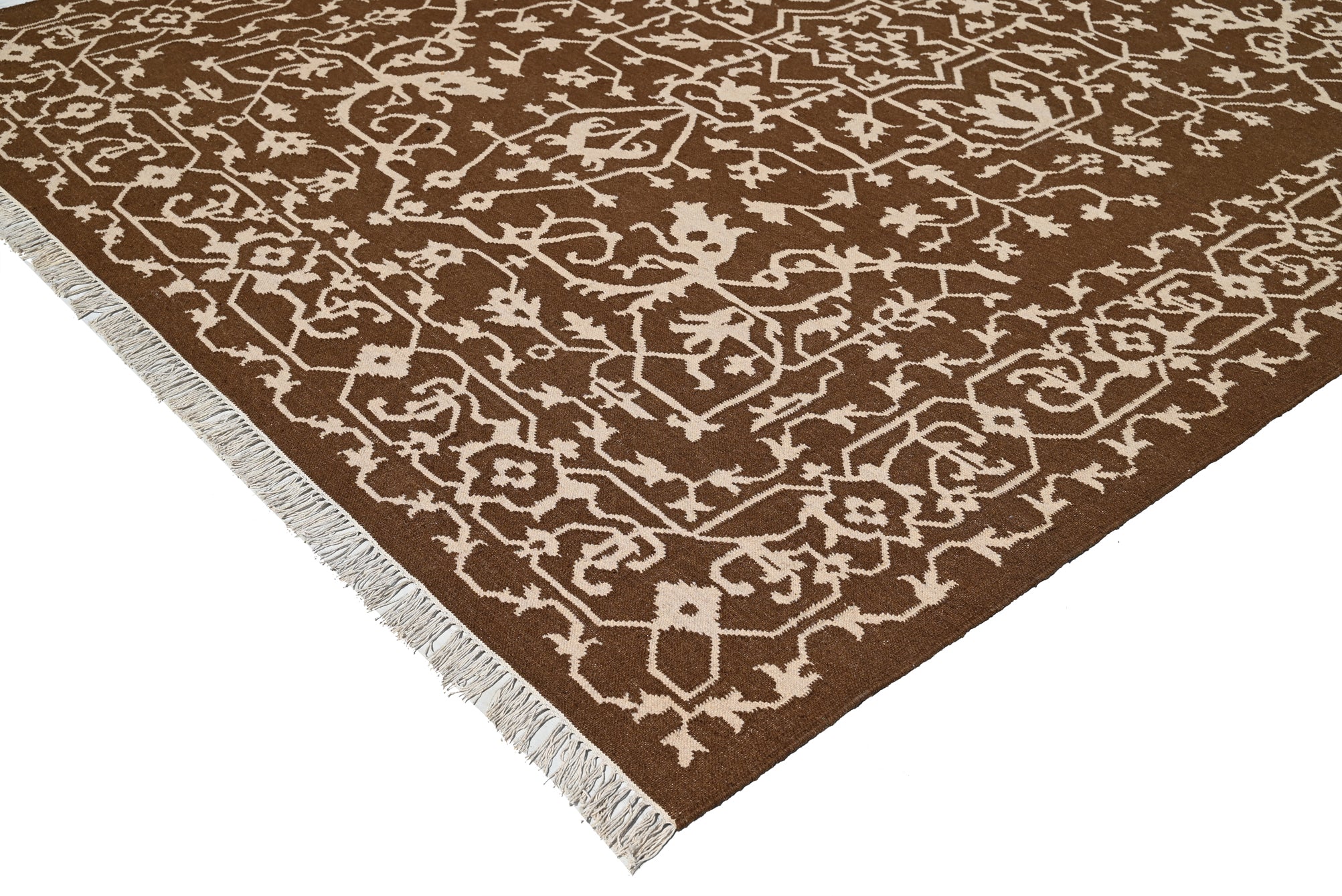 Mirzapur Brown Wool Handwoven Dhurrie - The Rugs Story
