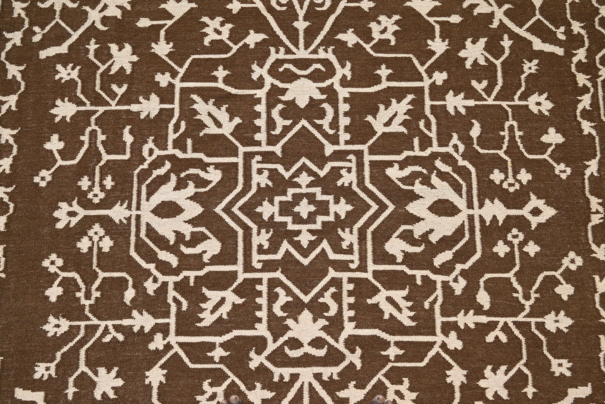 Mirzapur Brown Wool Handwoven Dhurrie - The Rugs Story