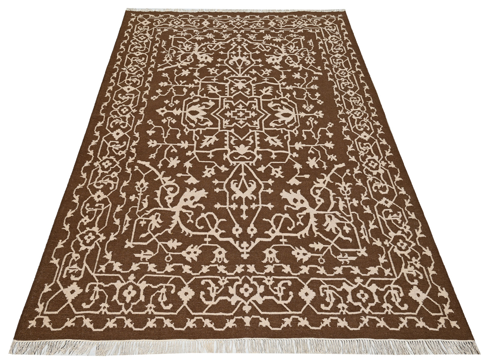 Mirzapur Brown Wool Handwoven Dhurrie - The Rugs Story
