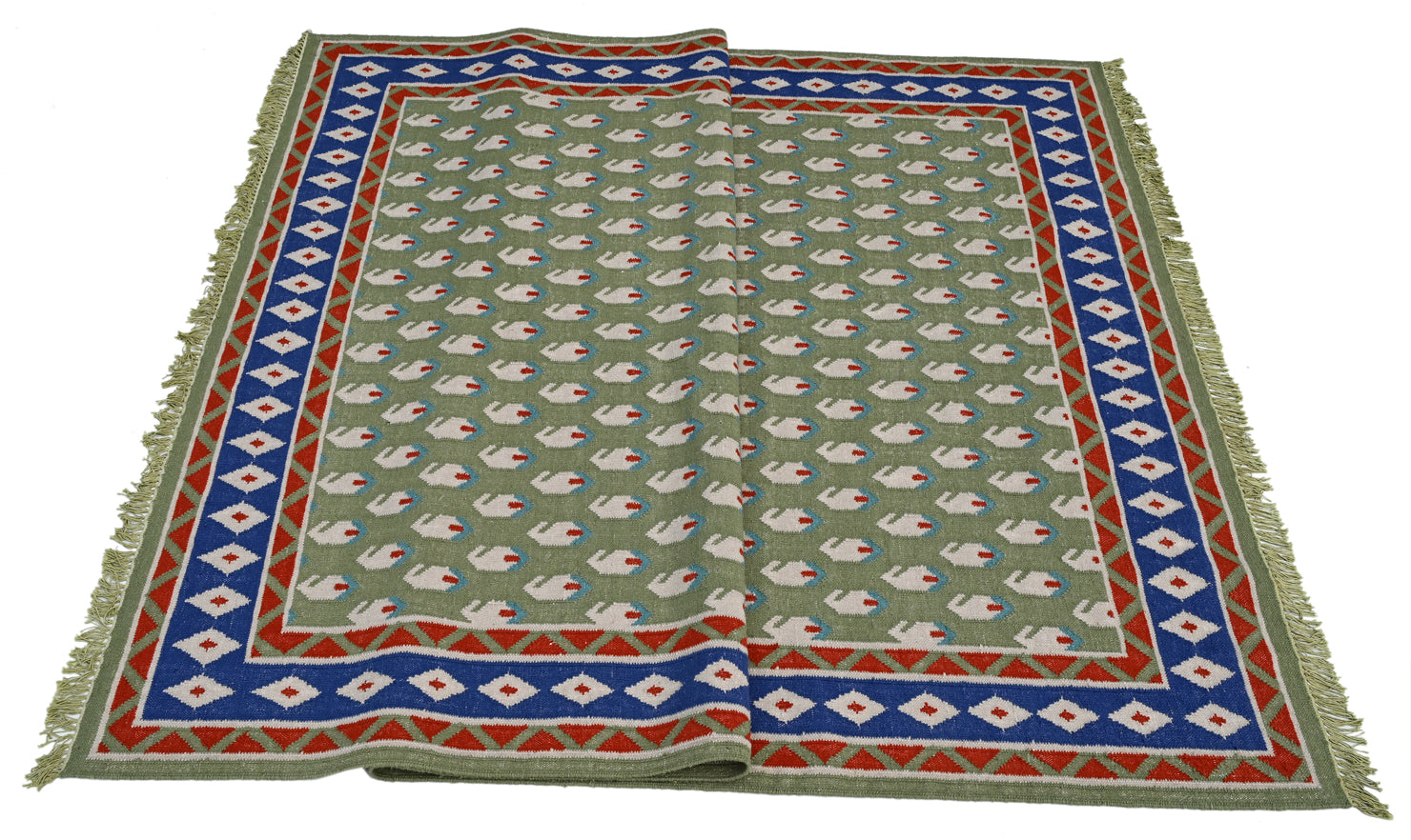 Litchi Green Handwoven Dhurrie - The Rugs Story