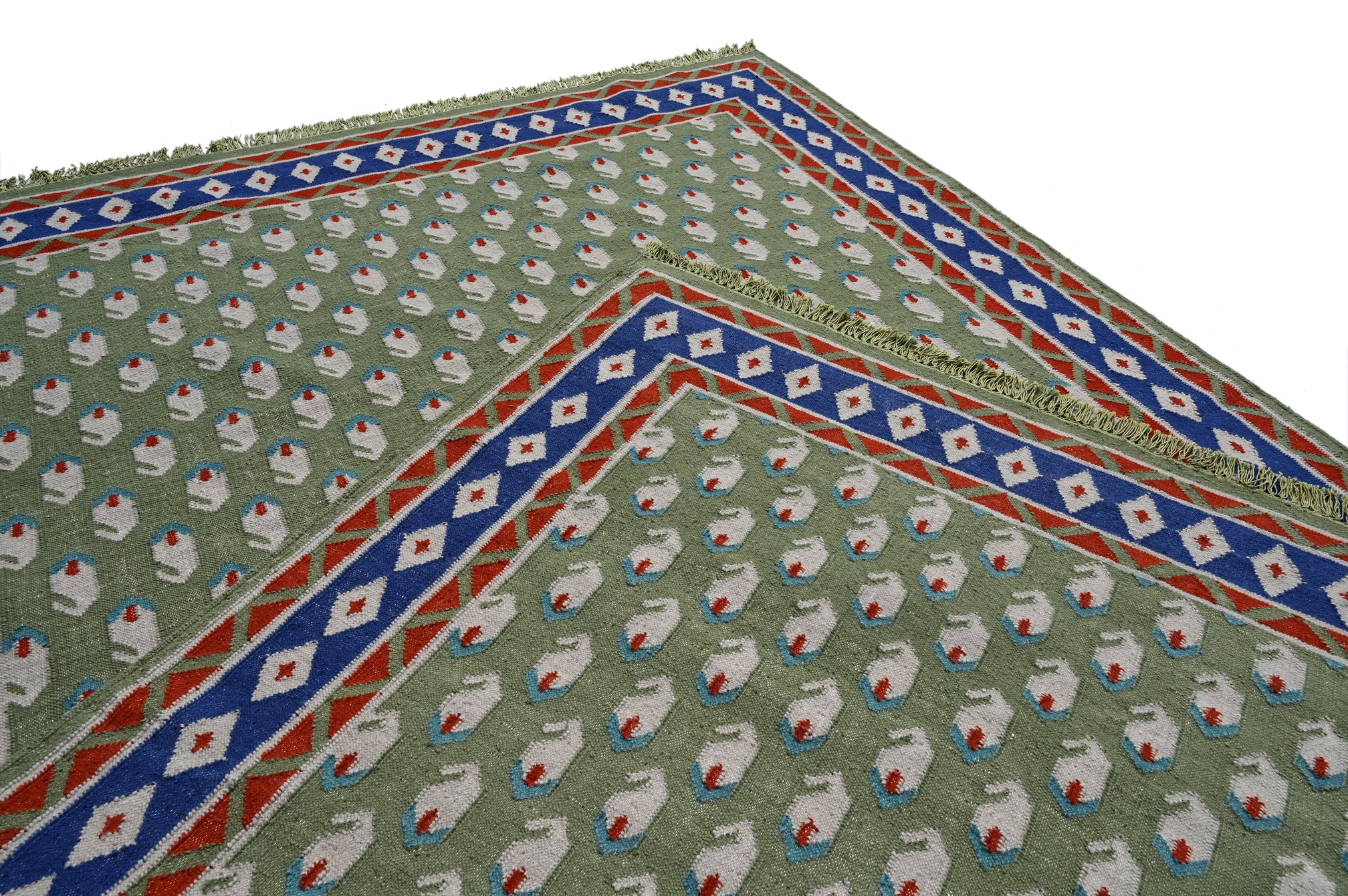 Litchi Green Handwoven Dhurrie - The Rugs Story