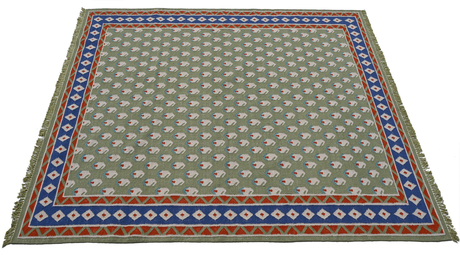 Litchi Green Handwoven Dhurrie - The Rugs Story