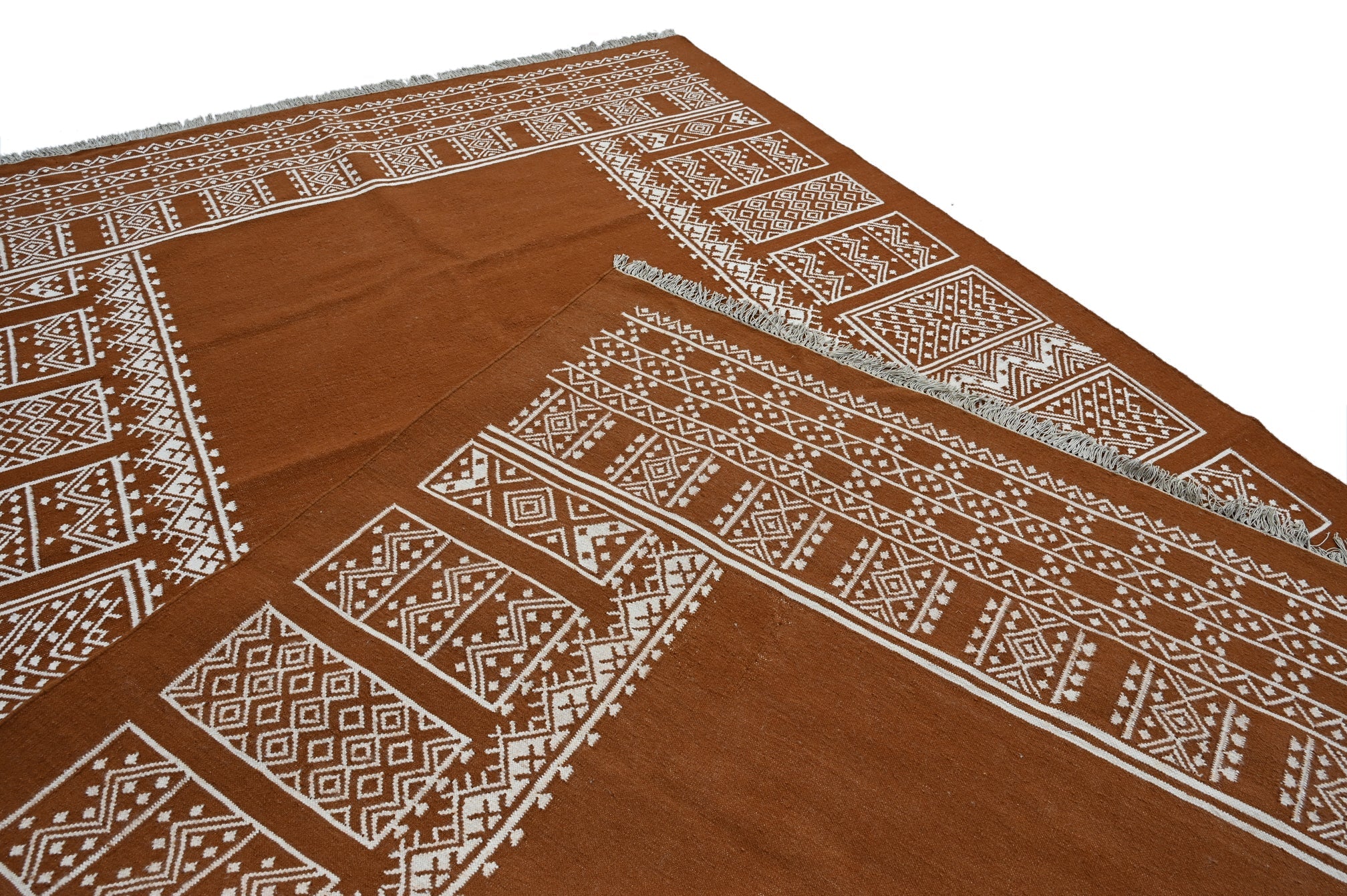 Rust Wool Handwoven Dhurrie - The Rugs Story