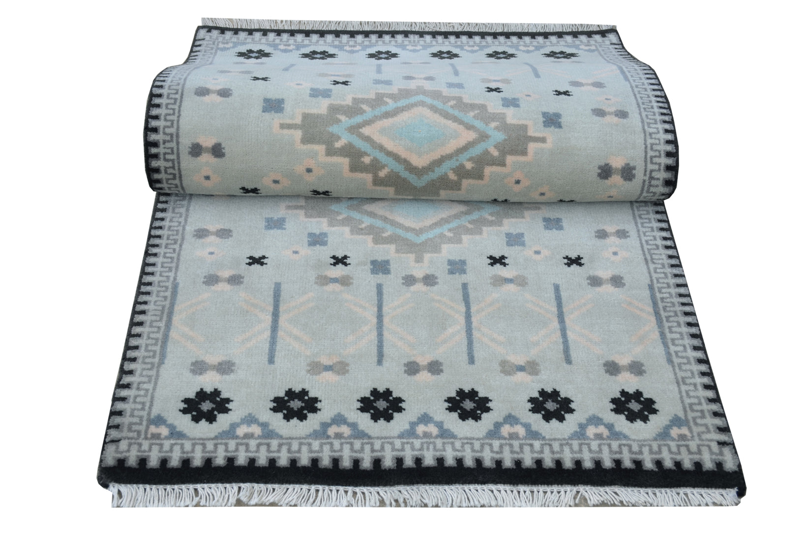 Mavi Blue Handknotted Runner Rug - The Rugs Story