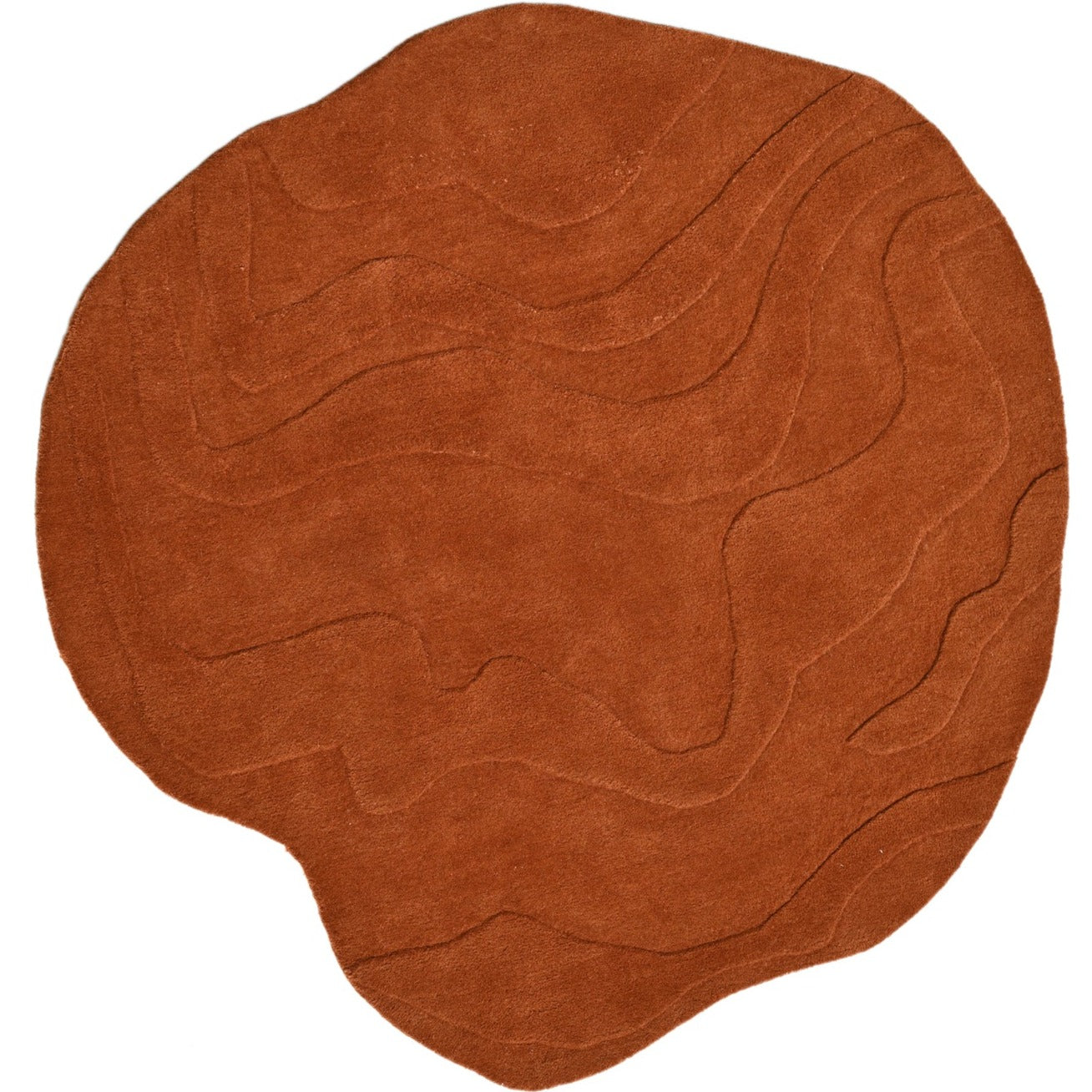 Terrain Round Rust Handmade Rug | Textured Beauty, Unique Shape – The ...