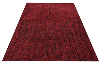 Red Swirl Textured Handmade Rug