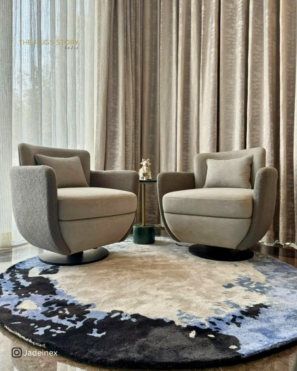 Room styled with a handmade rug by The Rugs Story