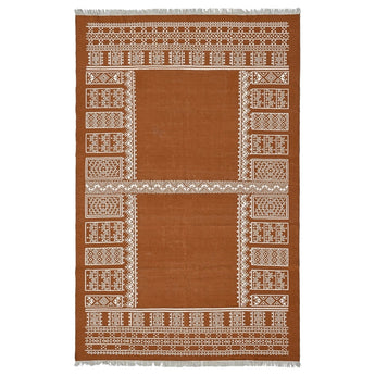 Rust Wool Handwoven Dhurrie