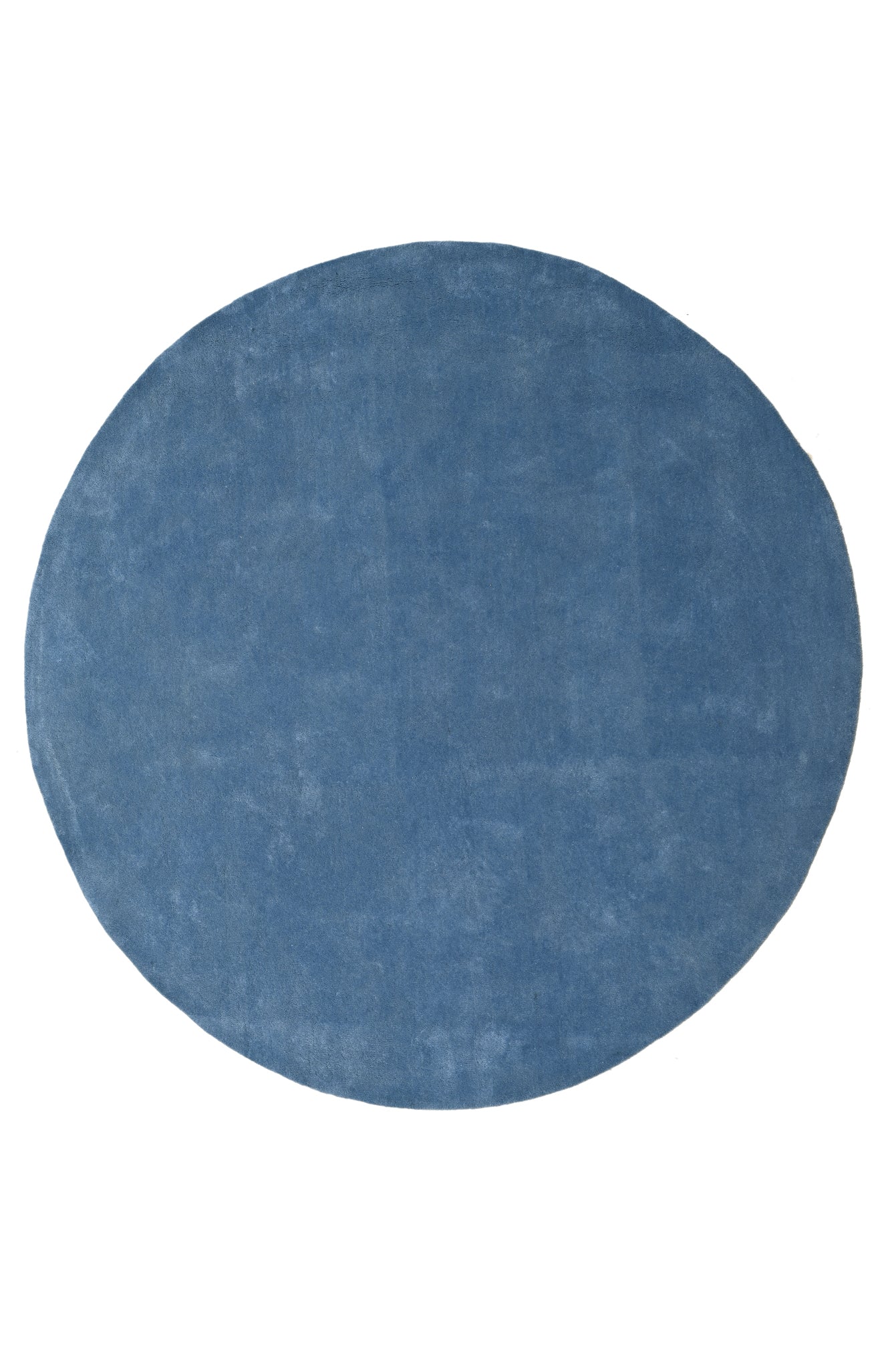 Solid Blue Round Handmade Rug