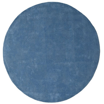 Solid Blue Round Handmade Rug
