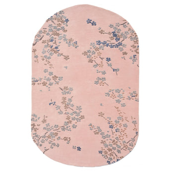 Floral Pink Oval Handmade Rug
