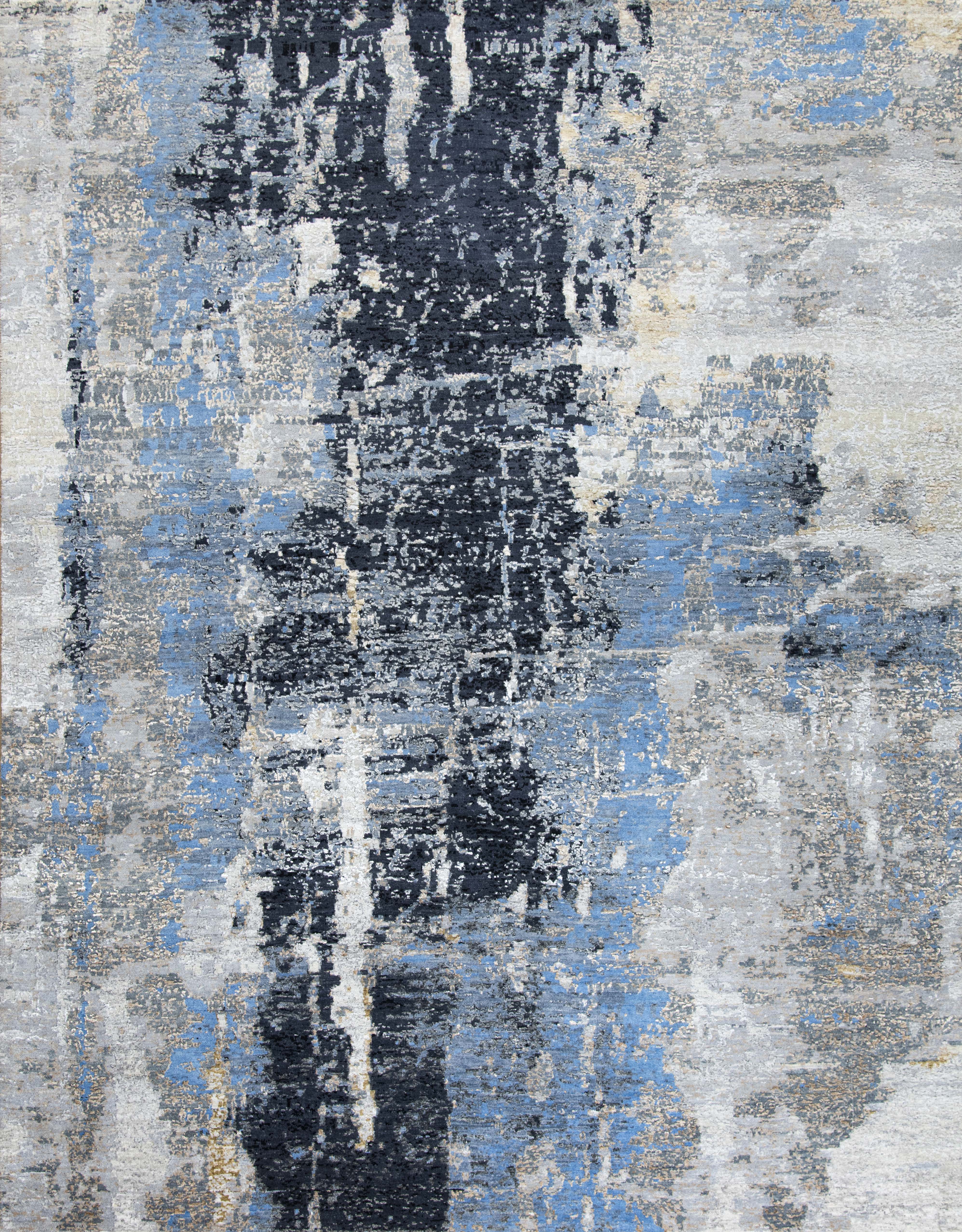 Blue Mirage Wool Viscose Handknotted Rug