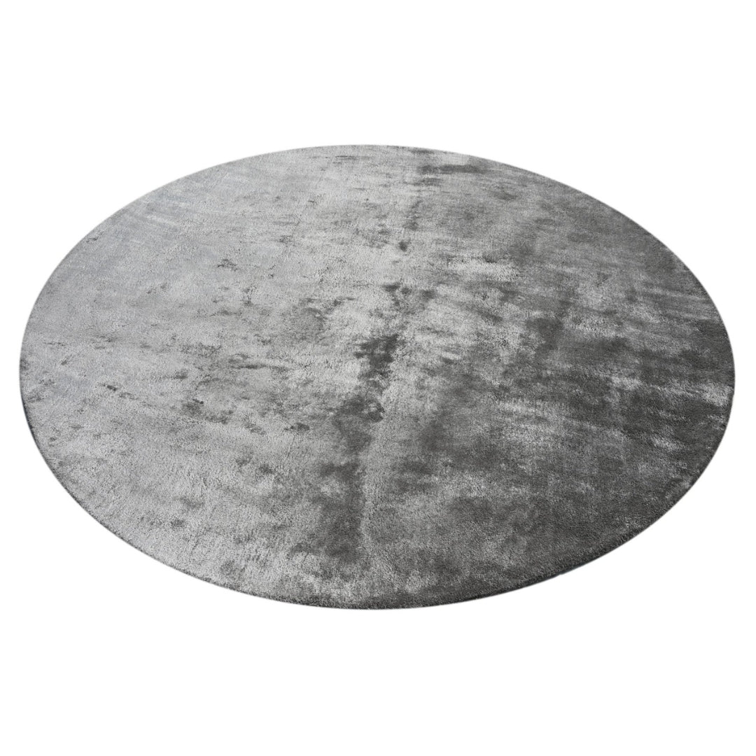 Round Slate Grey Rug Reflections Round Grey Handmade Rug by The Rugs Story