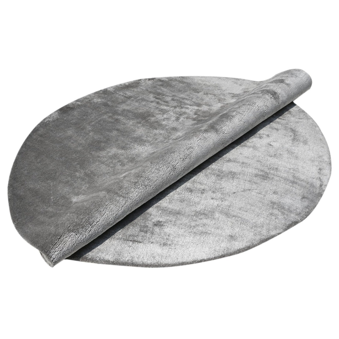 Round Slate Grey Rug Reflections Round Grey Handmade Rug by The Rugs Story